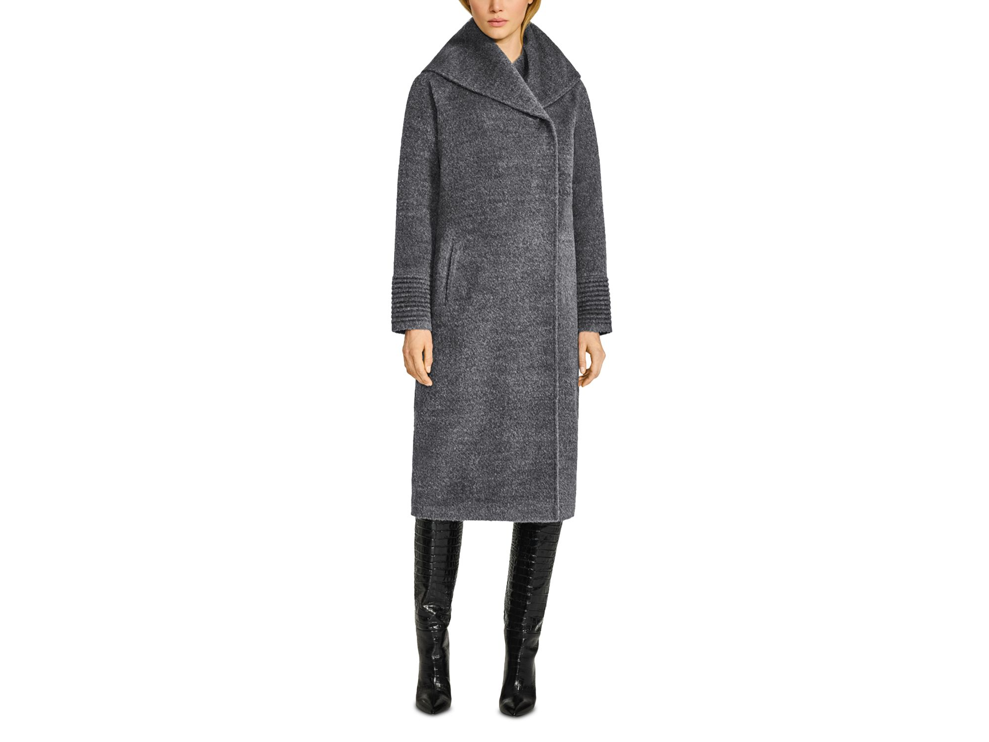 Bouclé Long Hooded Coat - Image 1