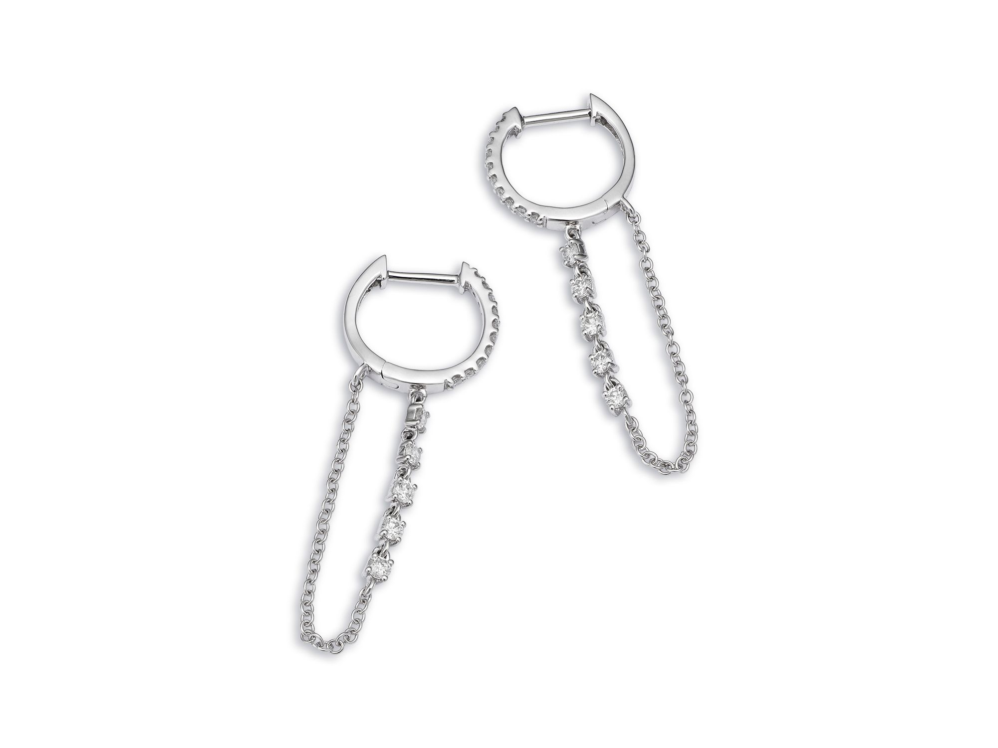 Diamond Drop Earrings in 14K White Gold, 0.40 tcw — Image 3