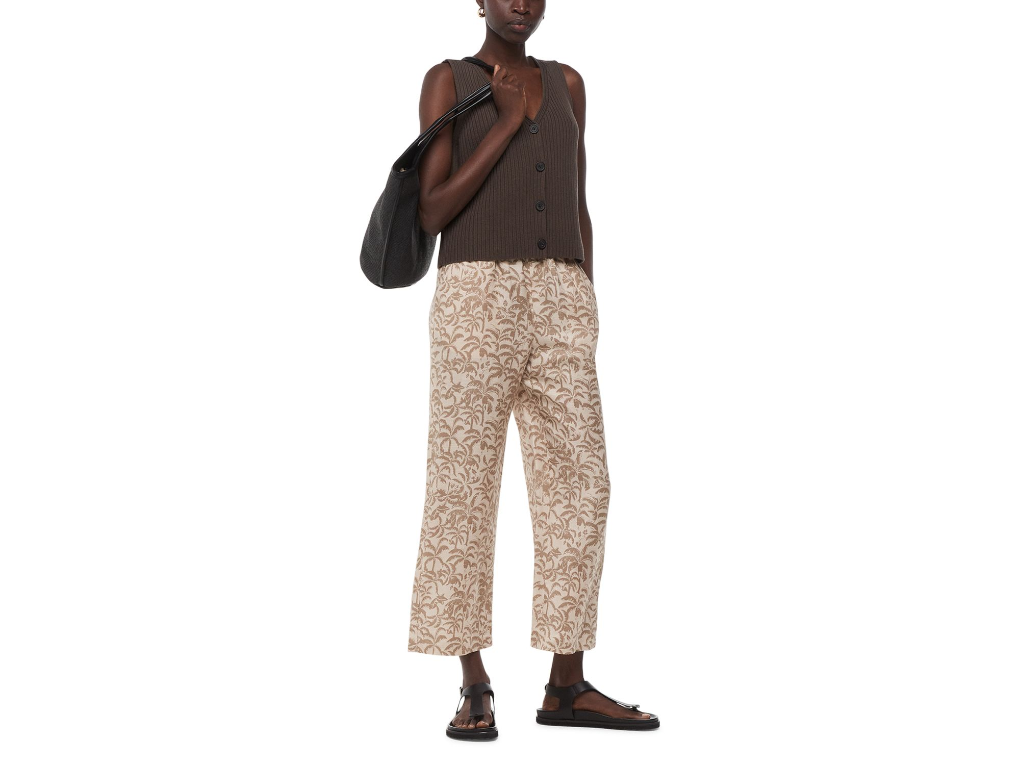 Palm Print Cropped Trousers — Image 5