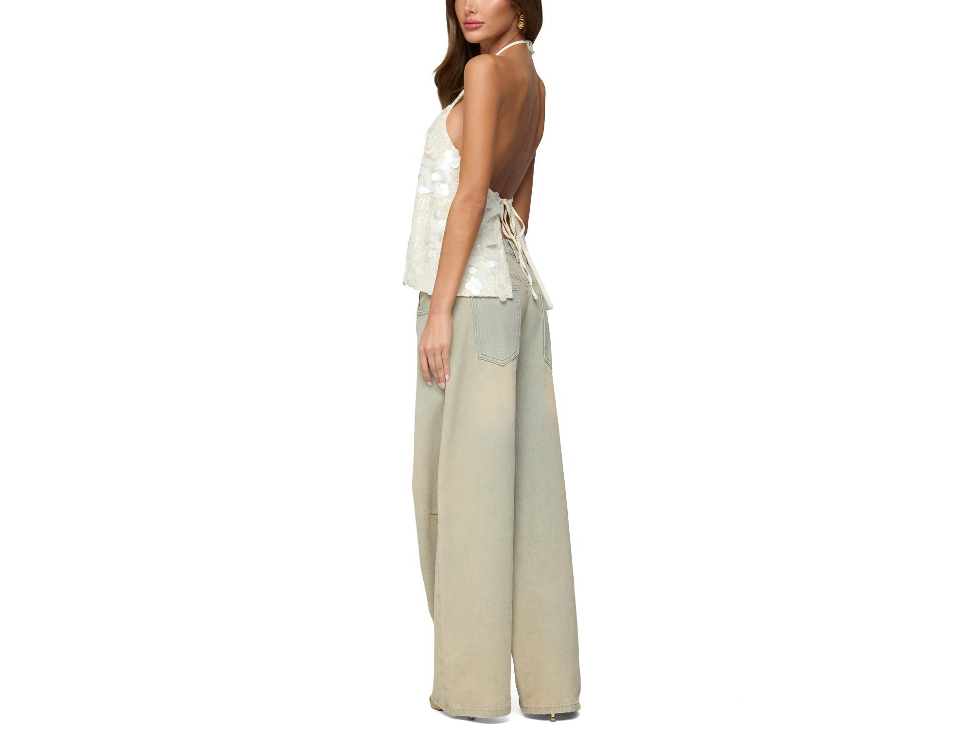 Ellorie Backless Sequin Halter Top — Image 5
