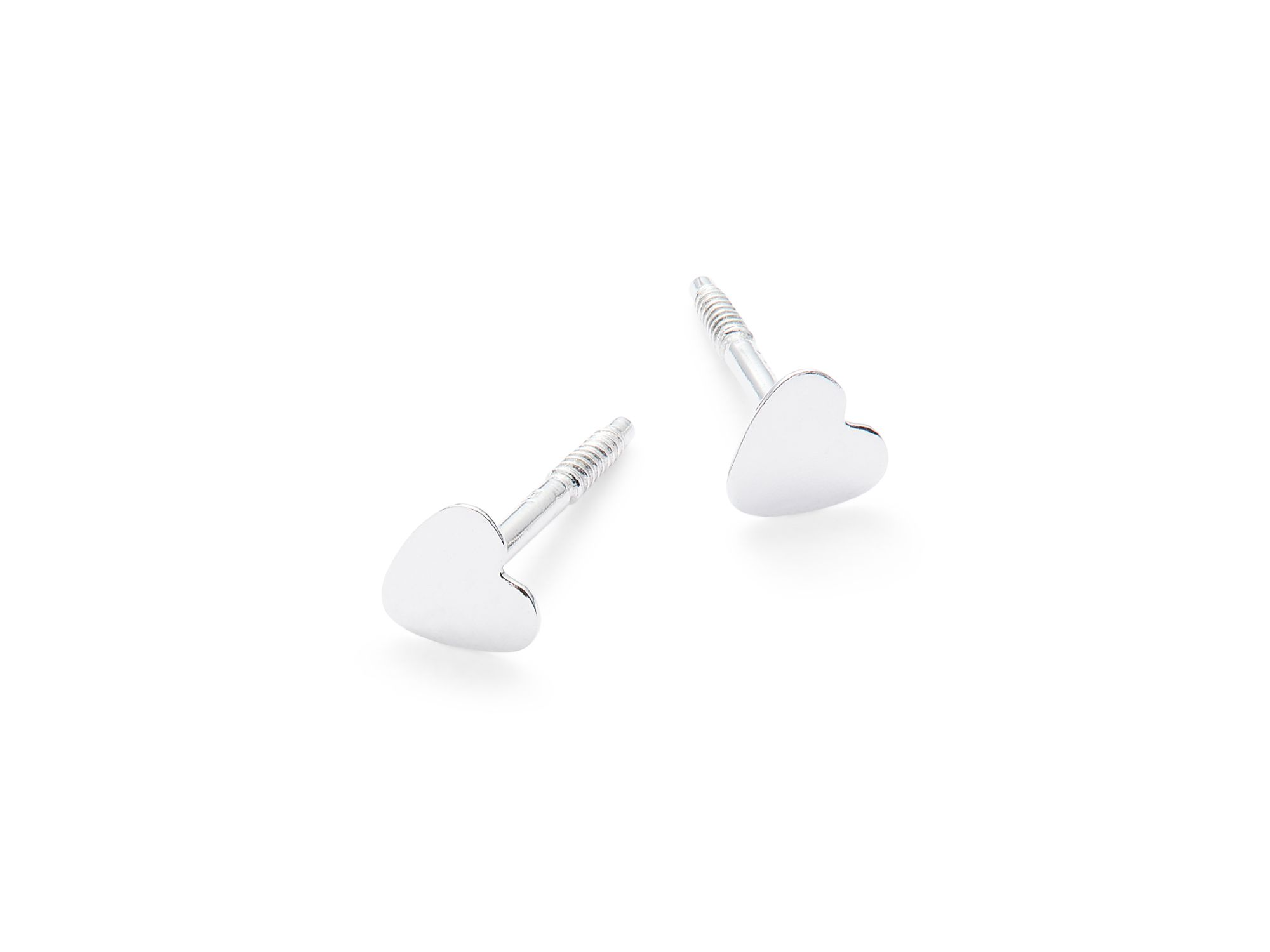 Children's Tiny Heart Stud Earrings in 14K White Gold — Image 3