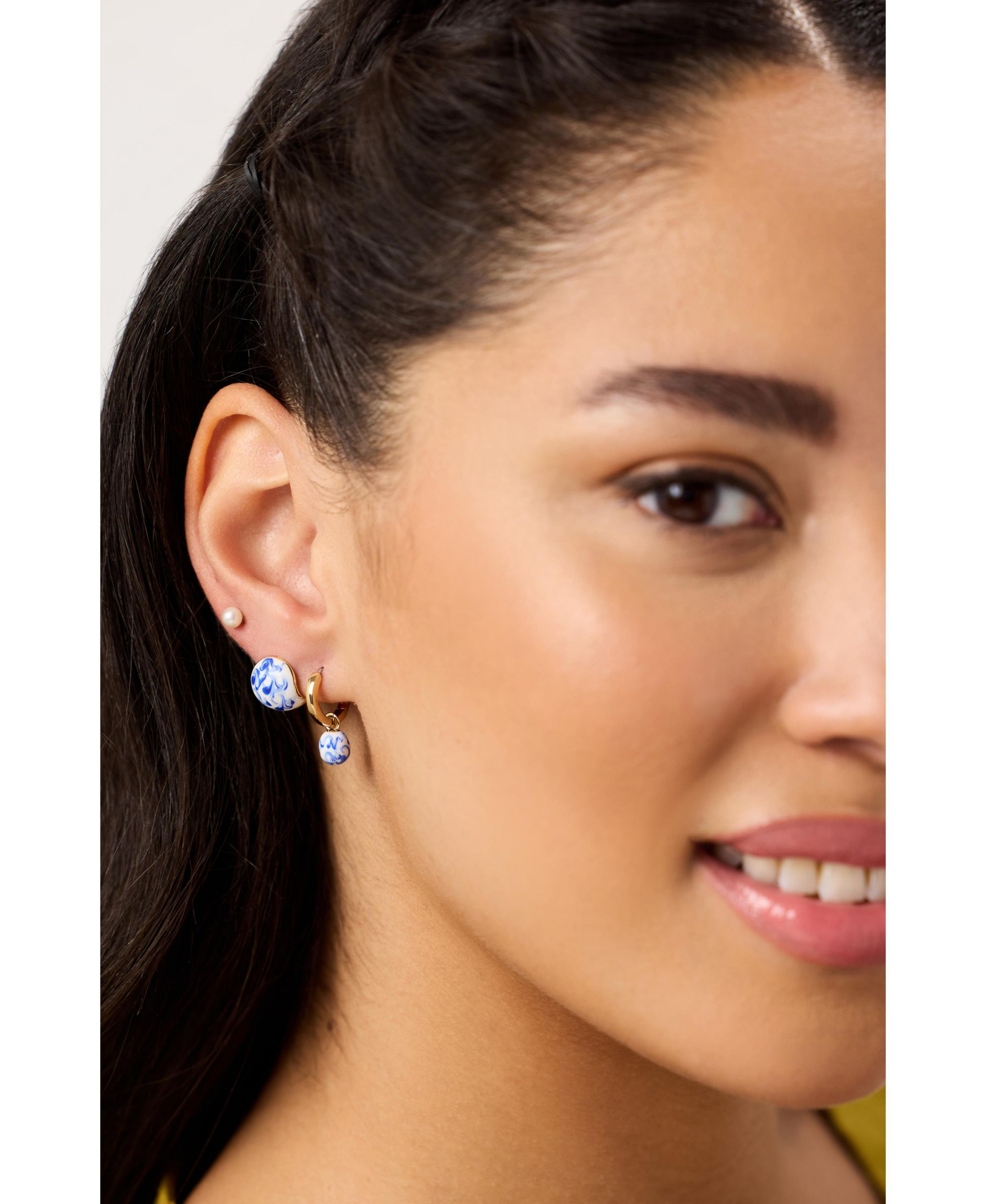 Lainey Marble Gold Drop Earrings — Image 3