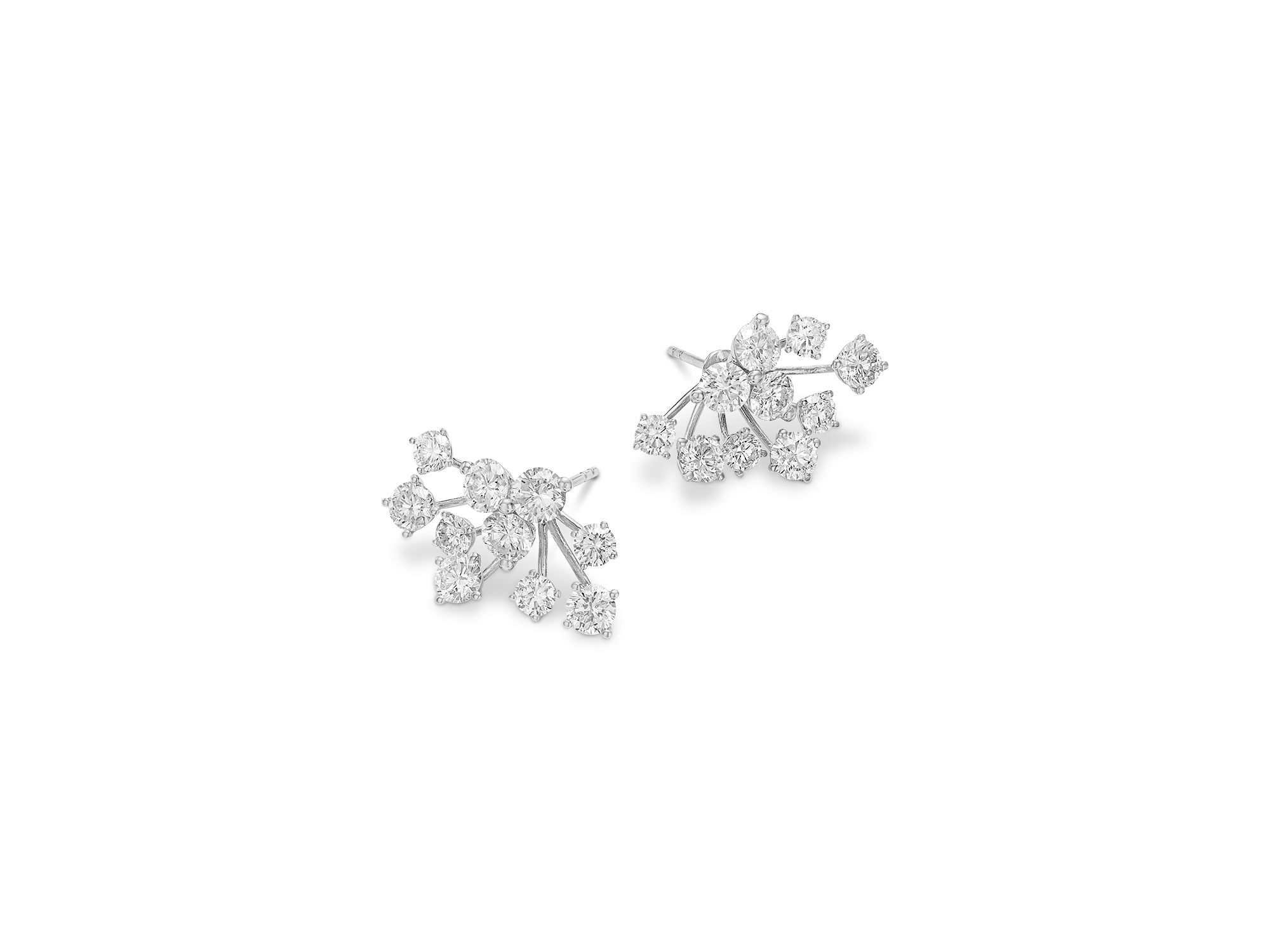 Diamond Scattered Cluster Statement Earrings in 14K White Gold, 3.3 tcw — Image 3