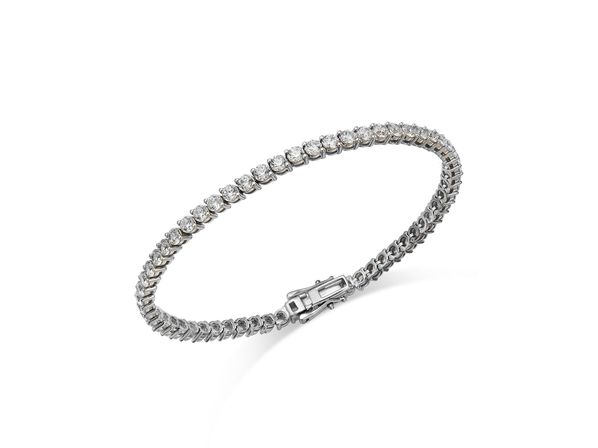 Certified Diamond Double Prong Tennis Bracelet in 14K White Gold, 5.0 tcw — Image 4