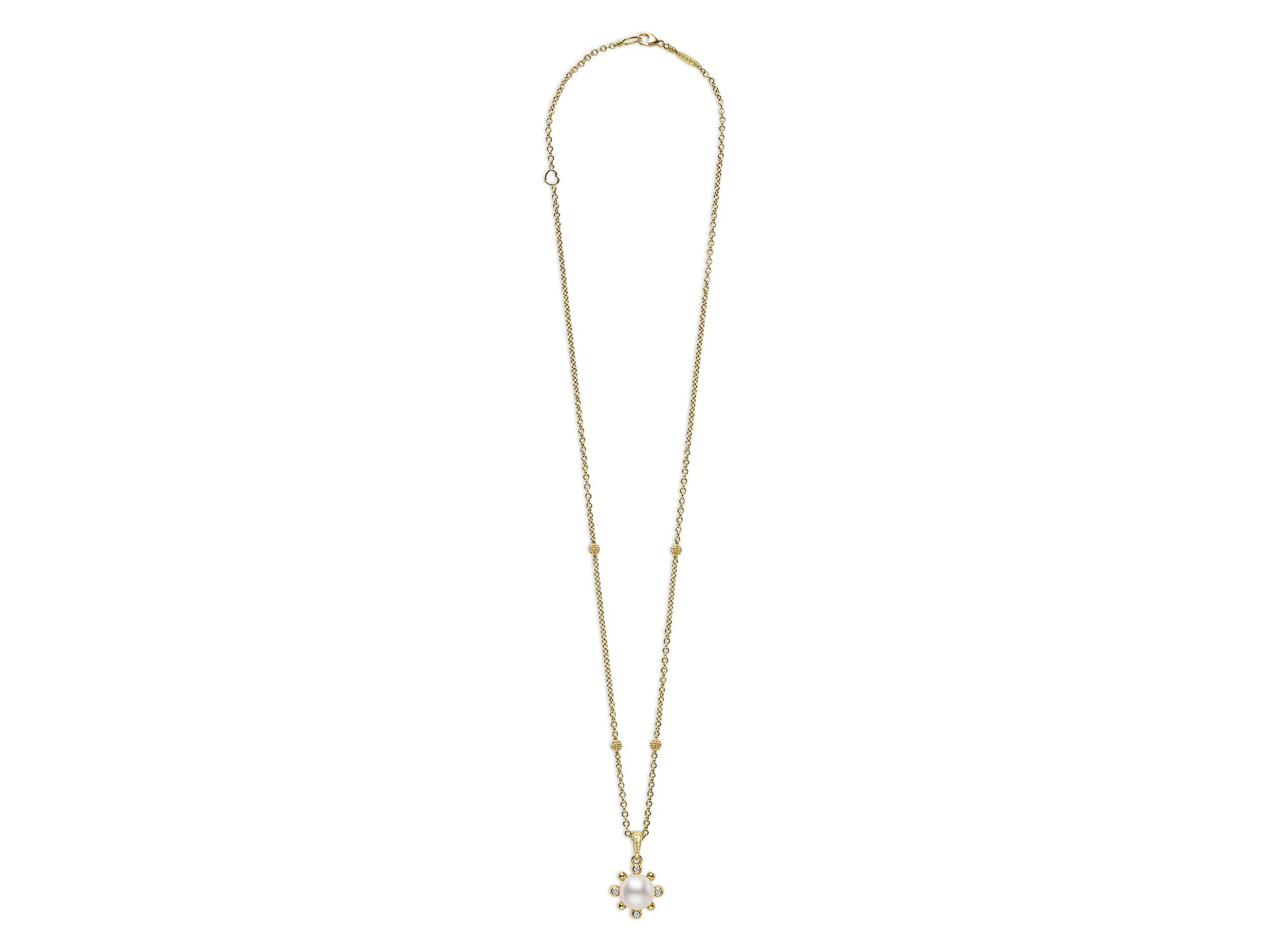18K Yellow Gold Luna Cultured Pearl & Diamond Fleur Pendant Necklace, 16"-18" — Image 5