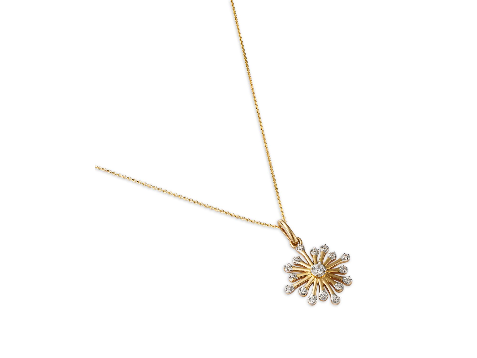 Diamond Starburst Pendant Necklace in 14K Yellow Gold, 0.15 tcw — Image 3
