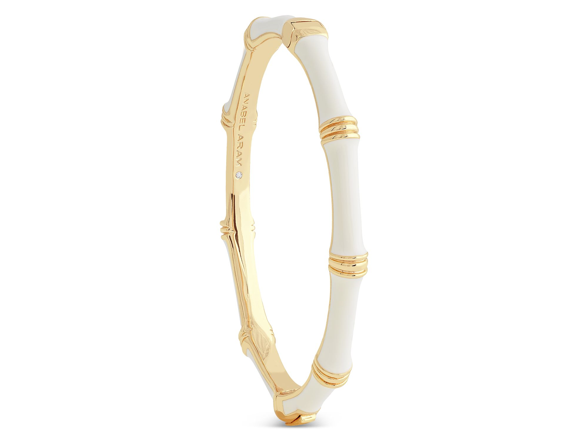Enamel Bamboo Shaped Hinge Bangle Bracelet — Image 3