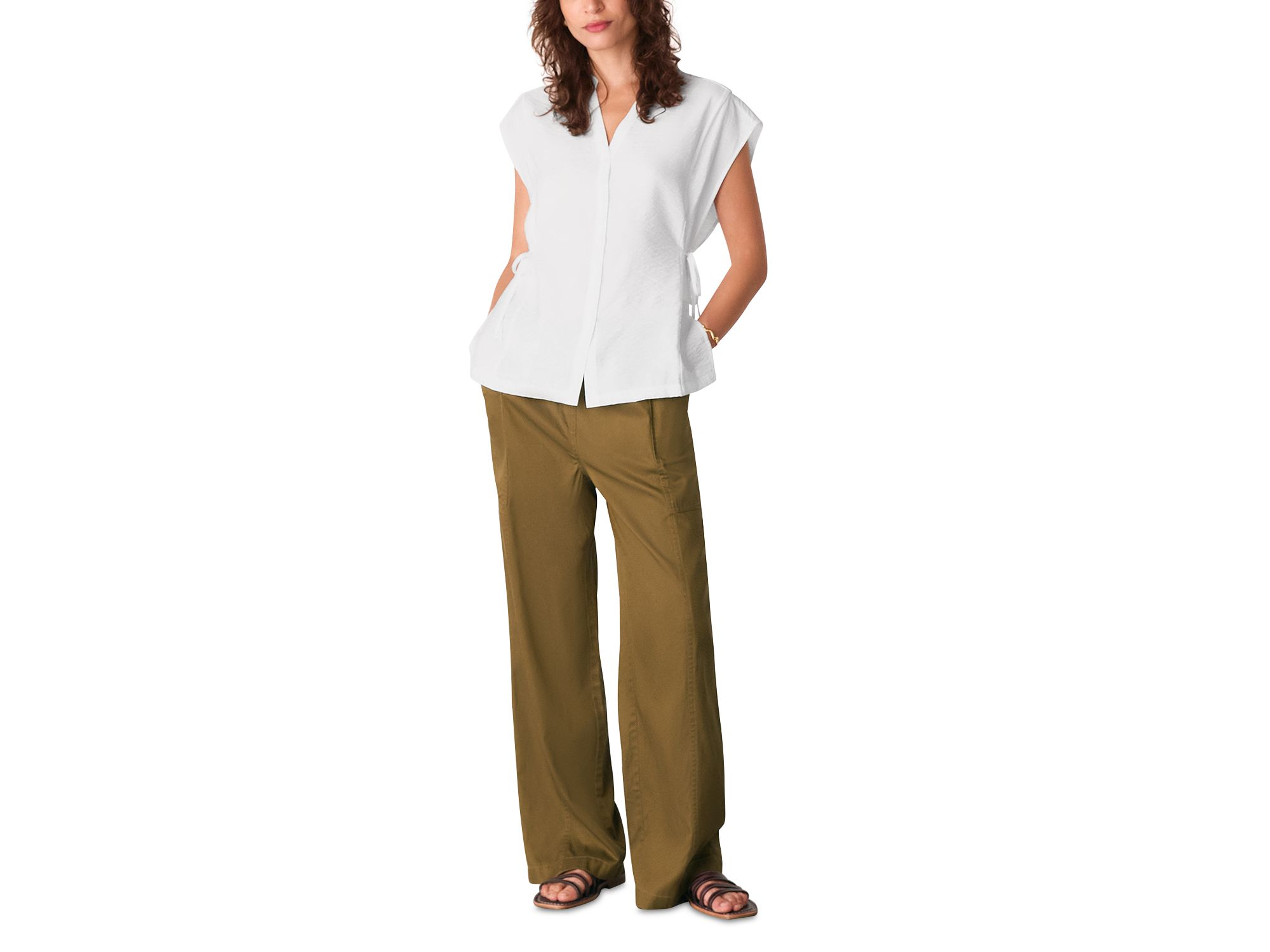 Button Down Tie Side Blouse — Image 4