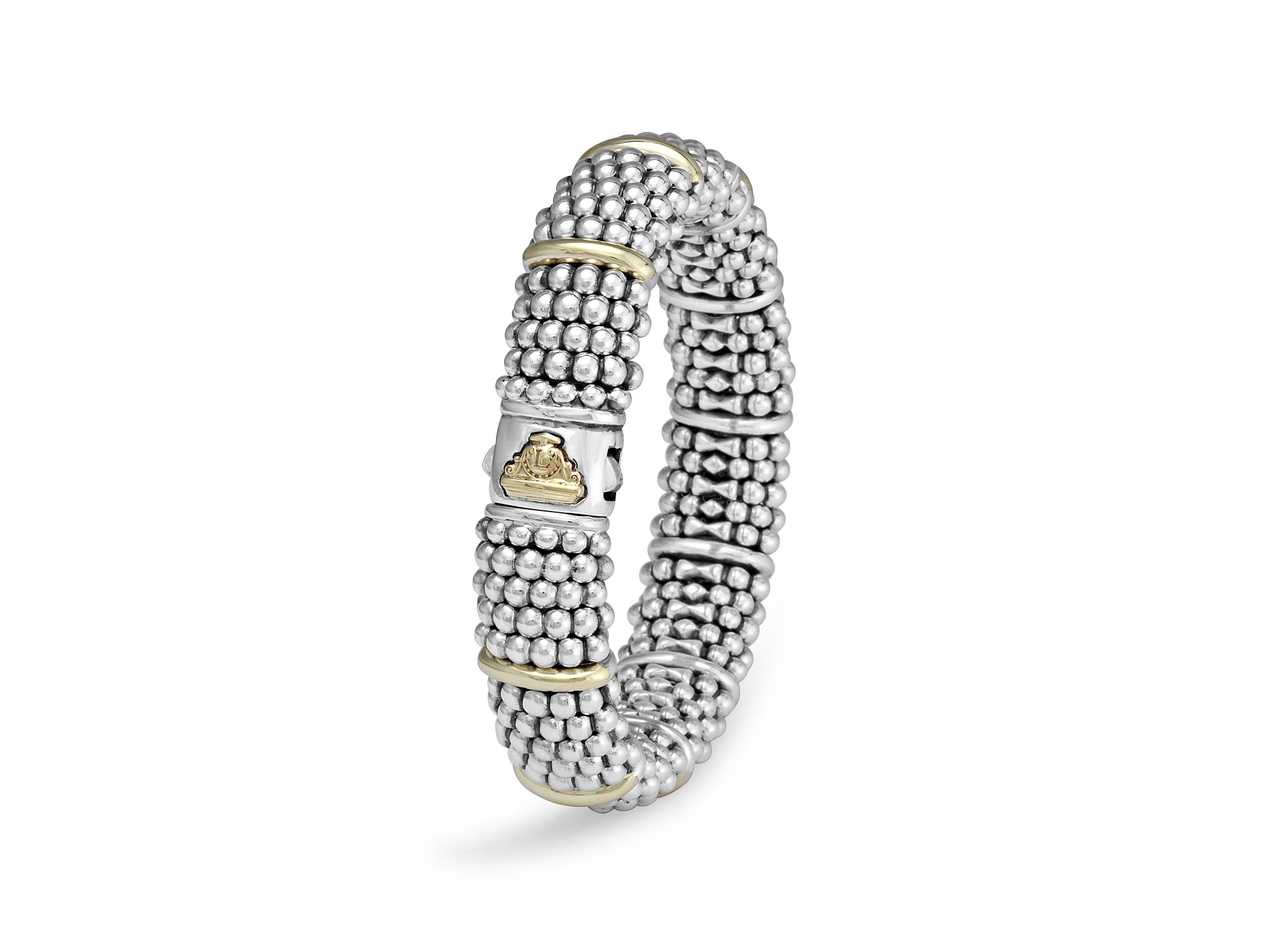 Sterling Silver & 18K Yellow Gold Signature Caviar Bracelet Station Bracelet — Image 4
