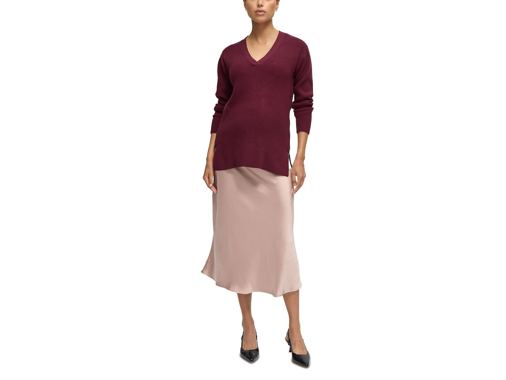 V Neck Side Zip Maternity Sweater — Image 5