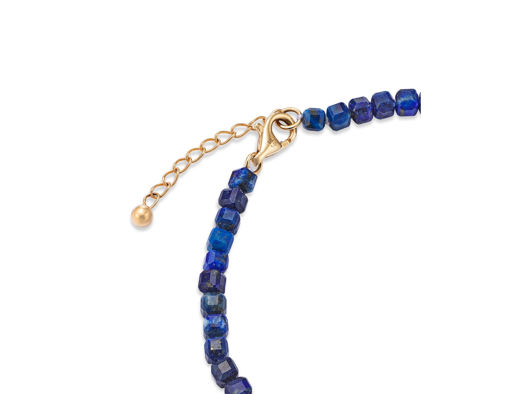 London Blue Topaz & Lapis Lazuli Bead Evil Eye Charm Bracelet in 14K Yellow Gold — Image 4