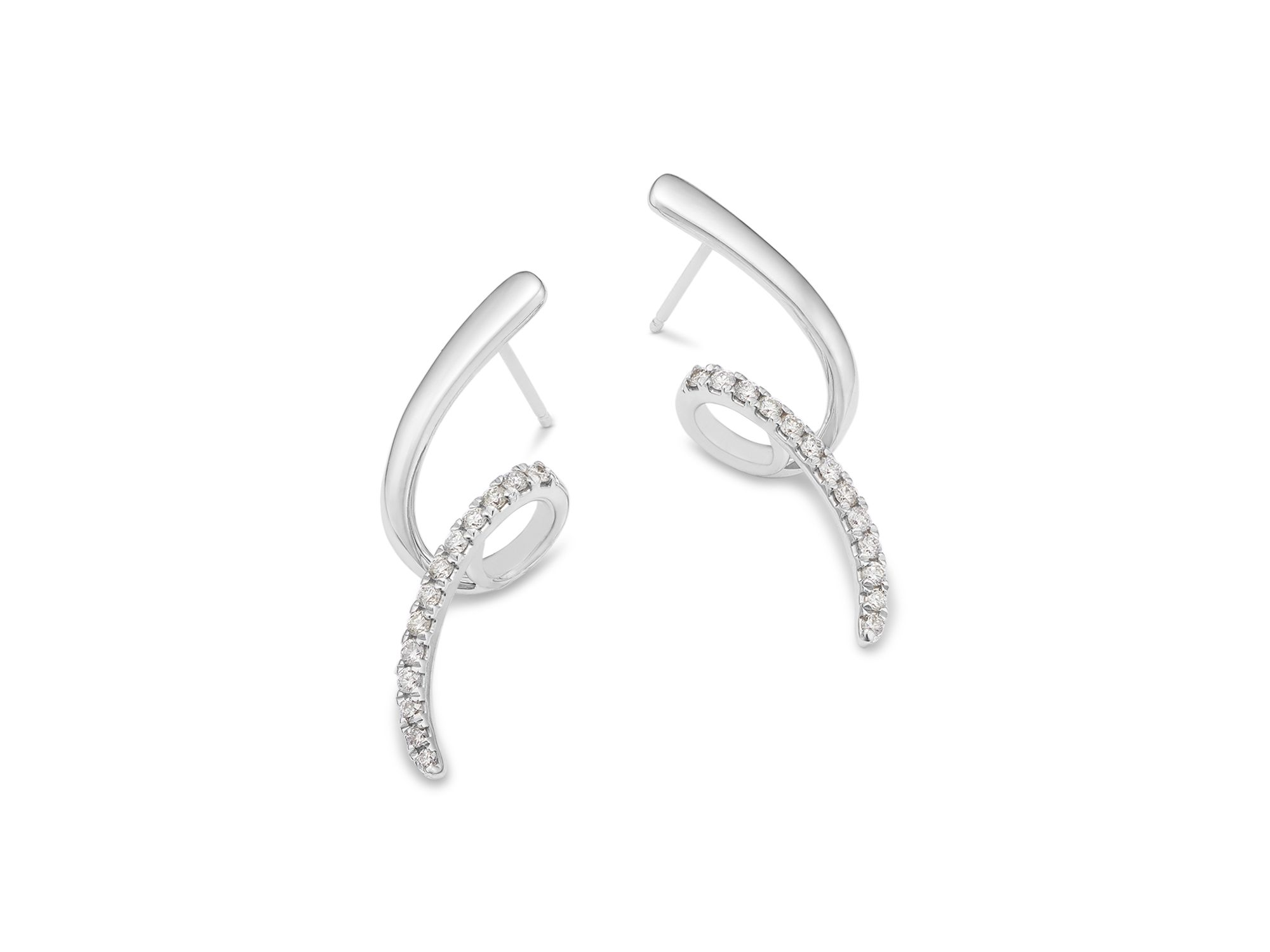 14K White Gold Diamond Ear Climbers, 0.33 tcw — Image 3