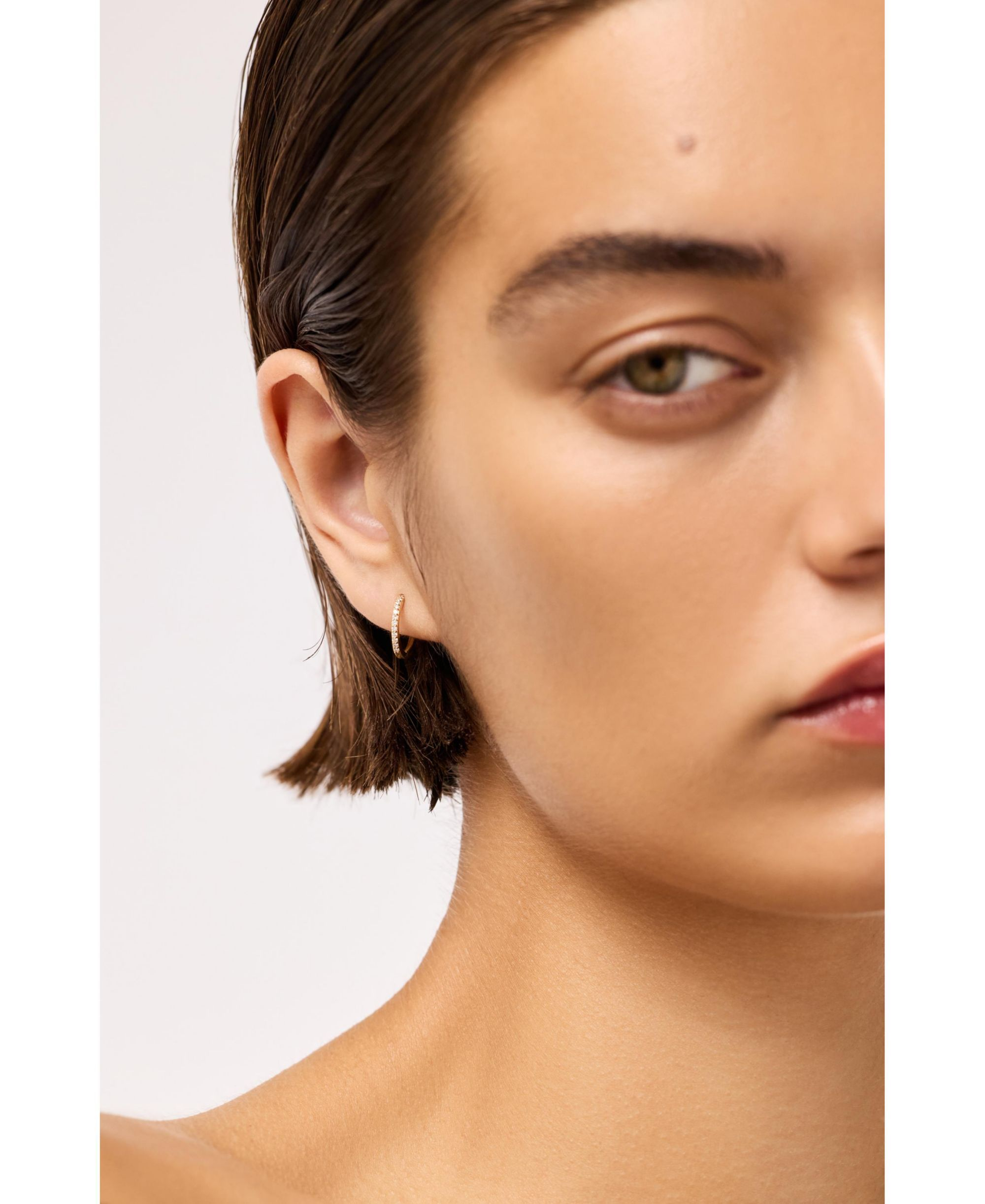 Lab Grown Diamond Huggie Medium Hoop Earrings — Image 3