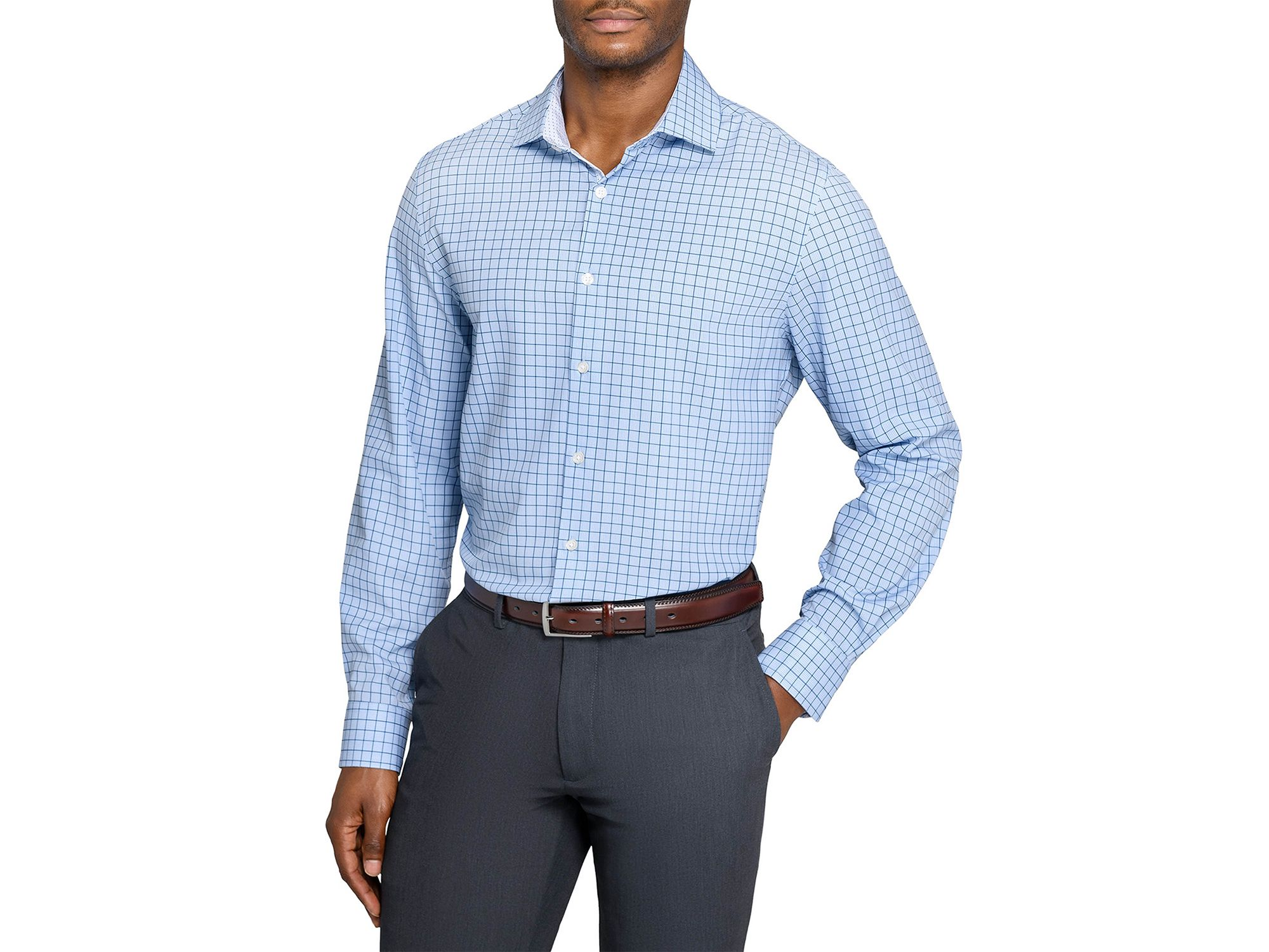 Slim Fit Check Performance Dress Shirt — Image 9