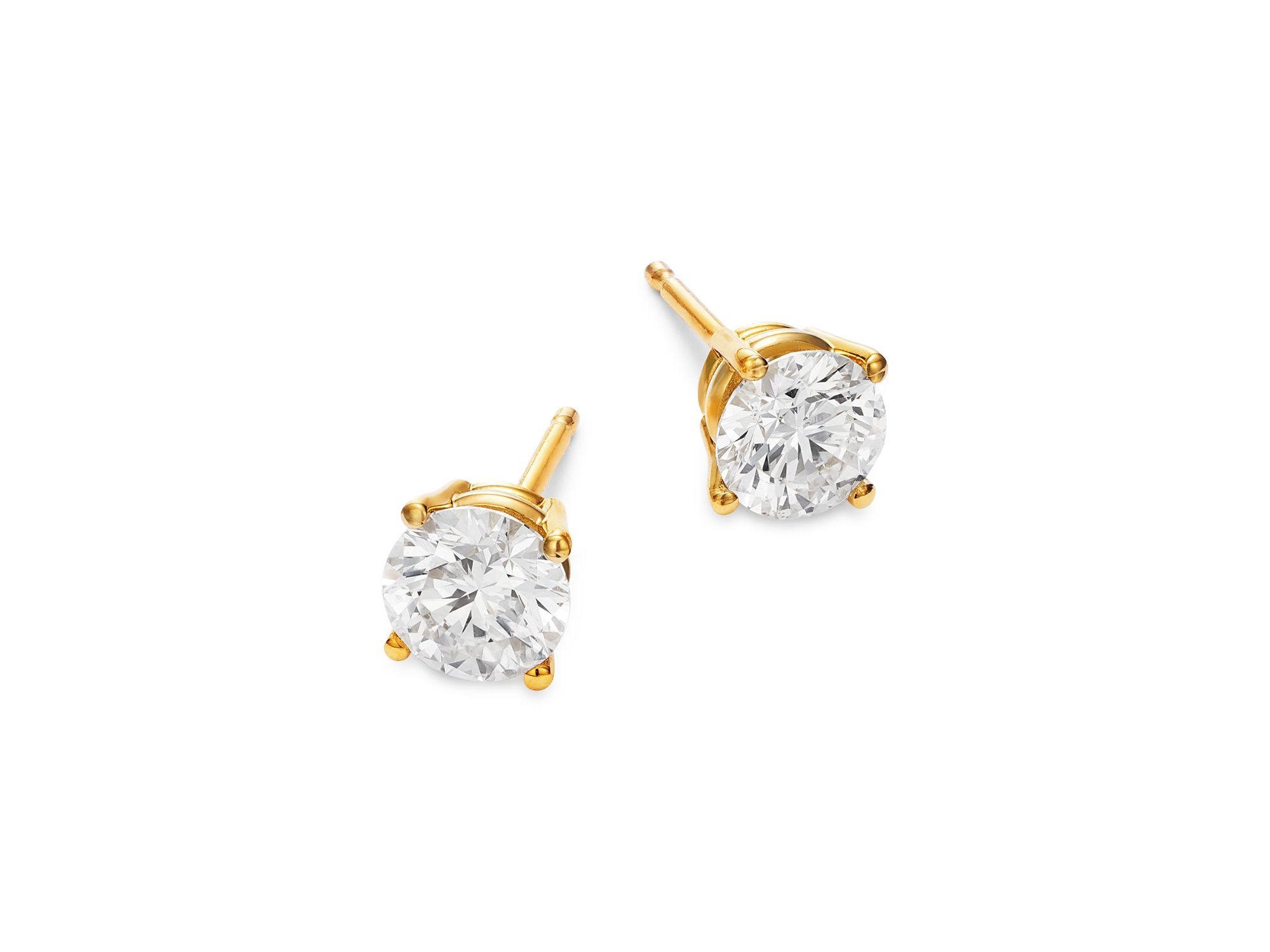 Certified Diamond Colorless Stud Earrings in 18K Yellow Gold, 1.00 tcw — Image 3