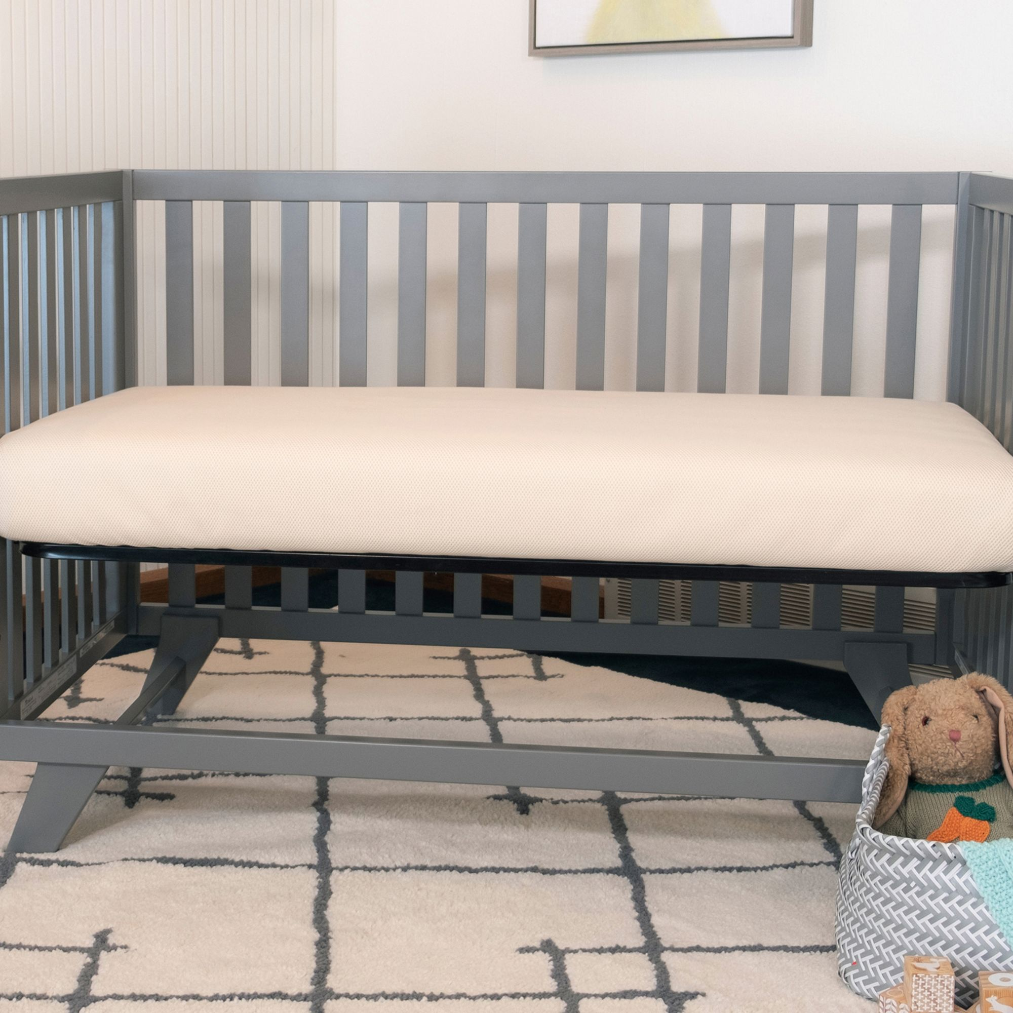 Breathable Organic Crib, Mattress Baby & Toddler Bed with Protector Pad — Image 3