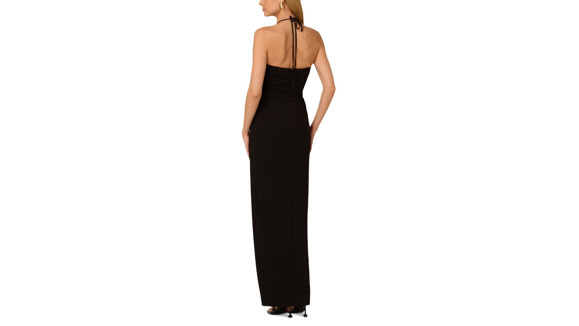 Jersey Knit Plunge Neck Long Dress — Image 5