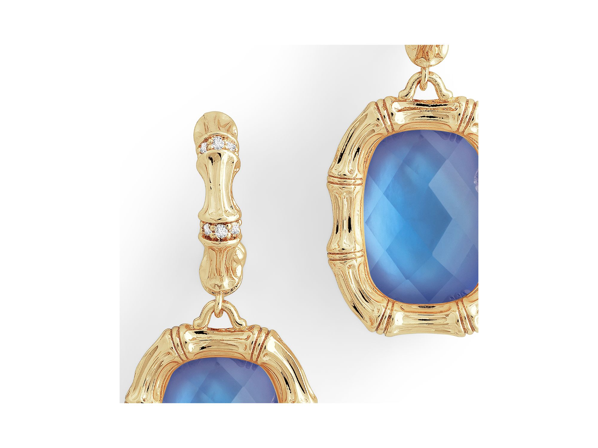 Bamboo Stone Drop Earrings in 18K Gold Plated — Image 3
