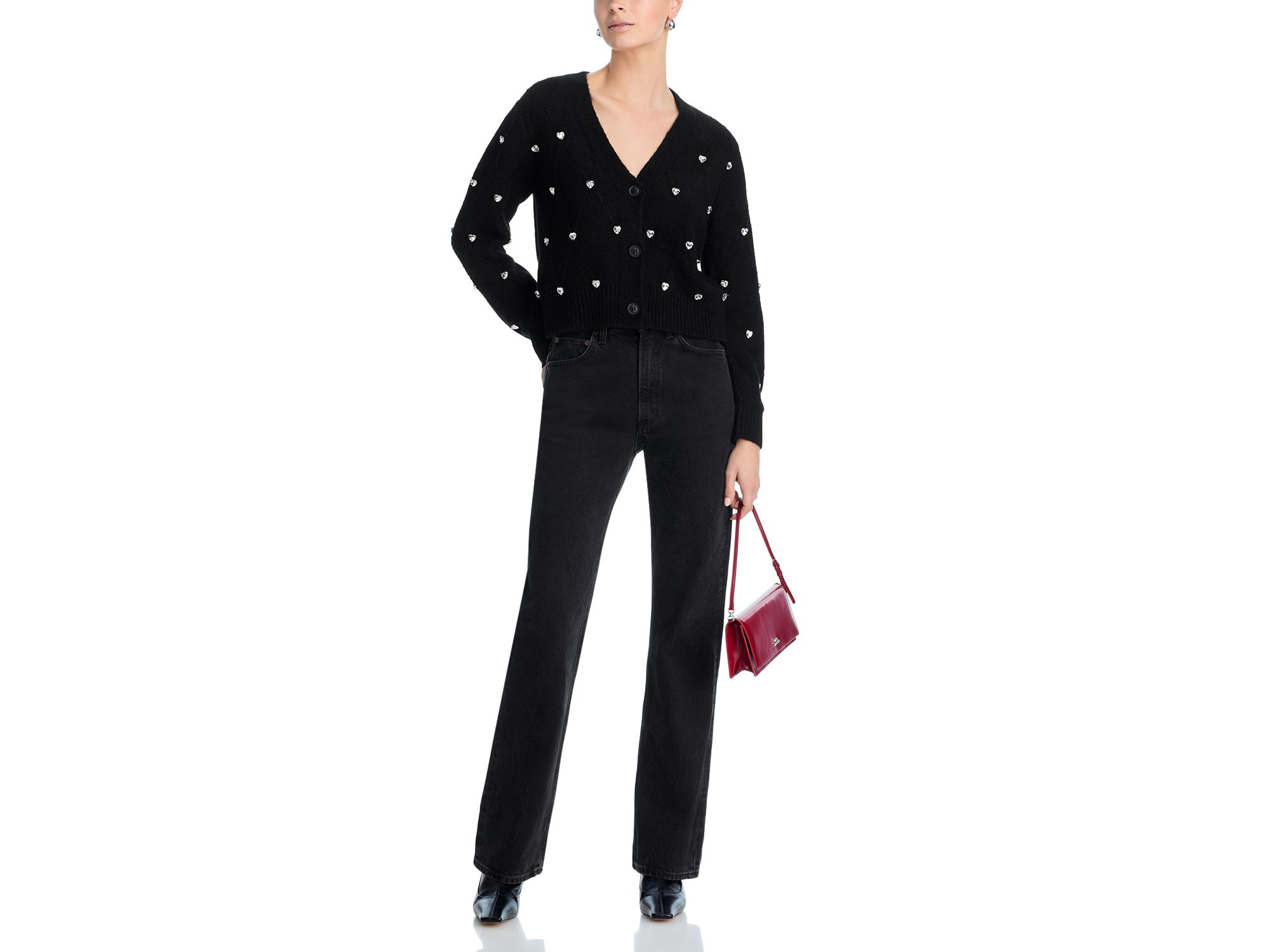 Heart Stone V Neck Cardigan Sweater — Image 4