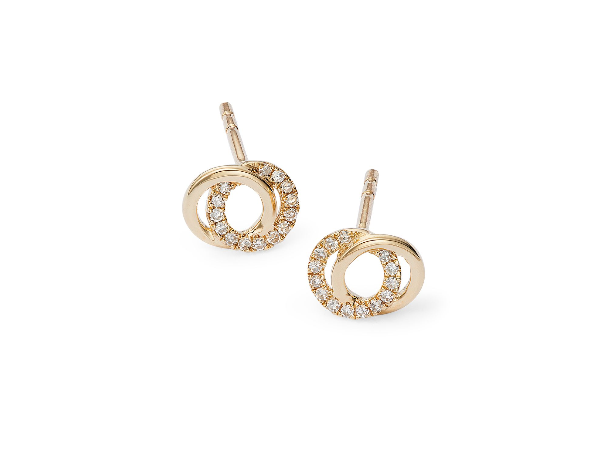 14K Yellow Gold Diamond Knot Stud Earrings - Exclusive — Image 3