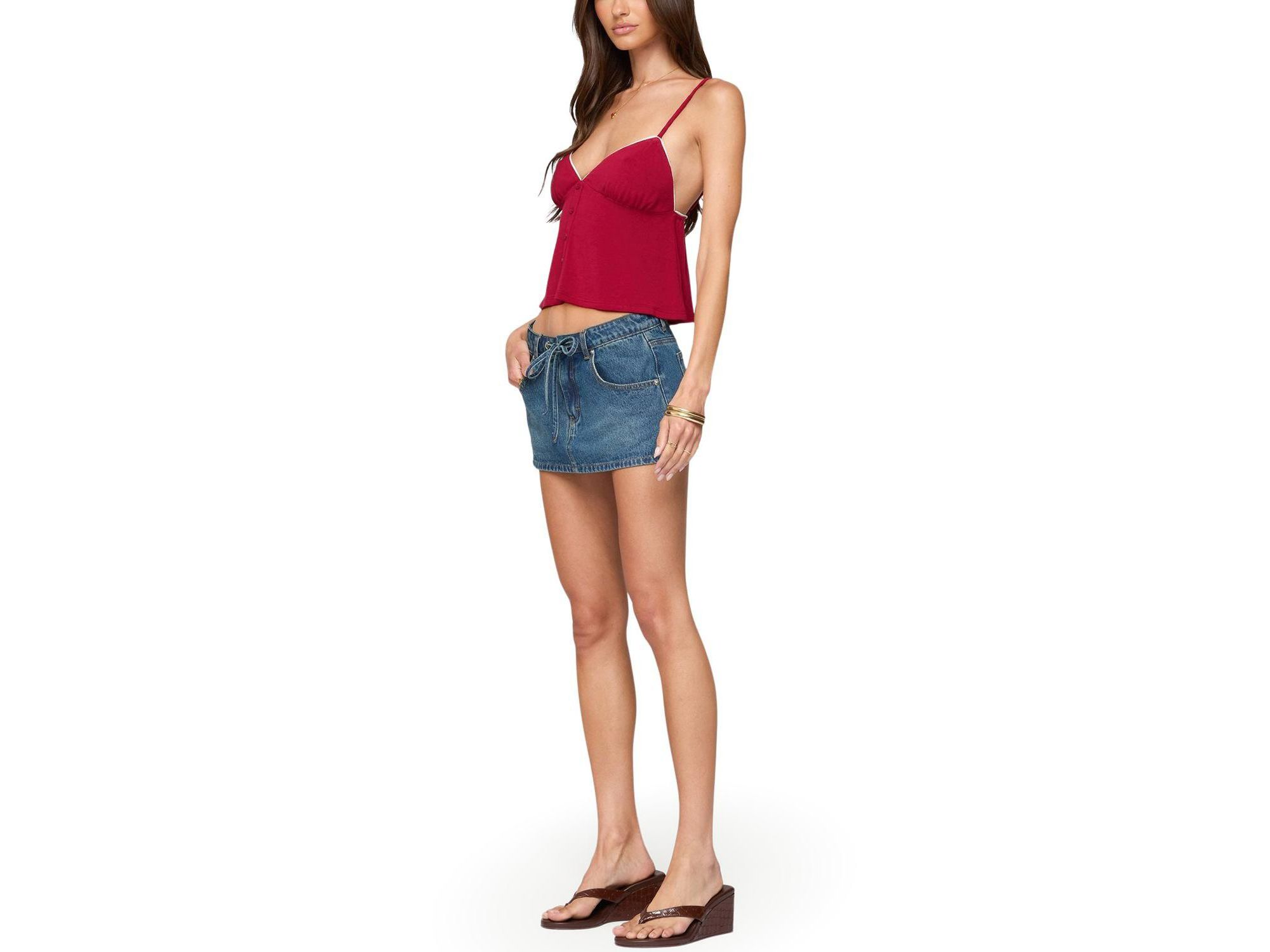 Kellyn Button Contrast Babydoll Top — Image 3