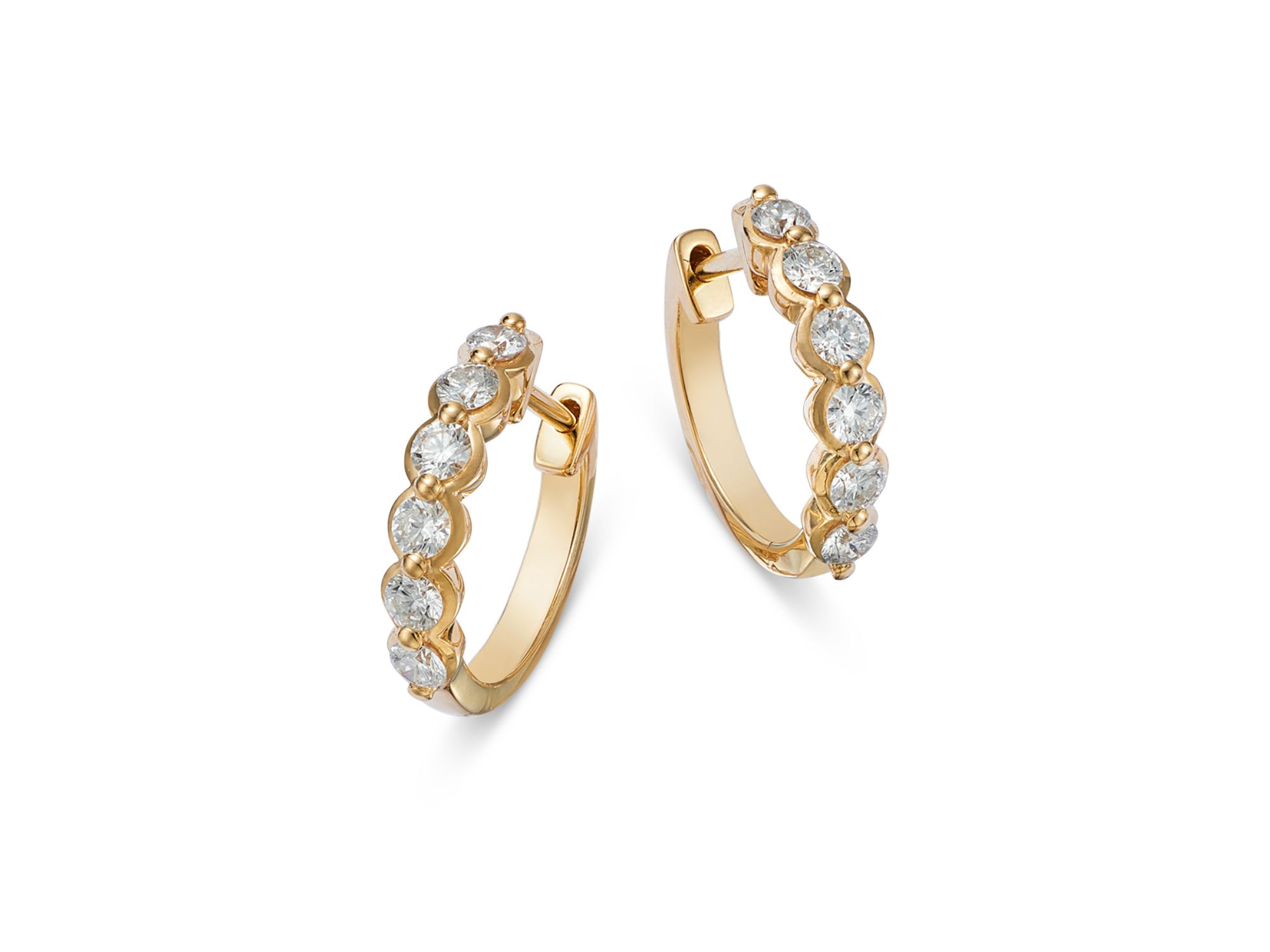 Diamond Small Huggie Hoop Earring Collection in 14K Gold, 0.50 tcw — Image 3