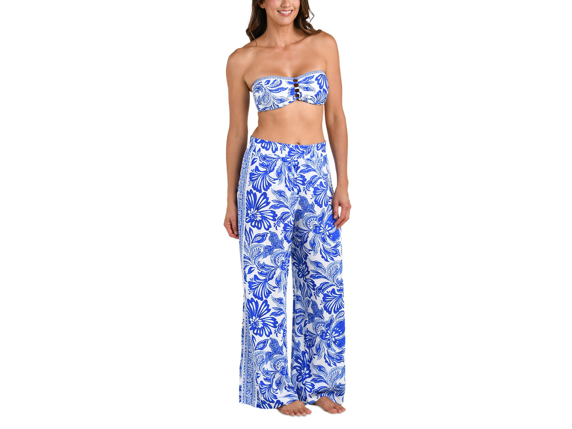 Botanical Brocade Wide Leg Swim Cover-Up Pants — Image 5