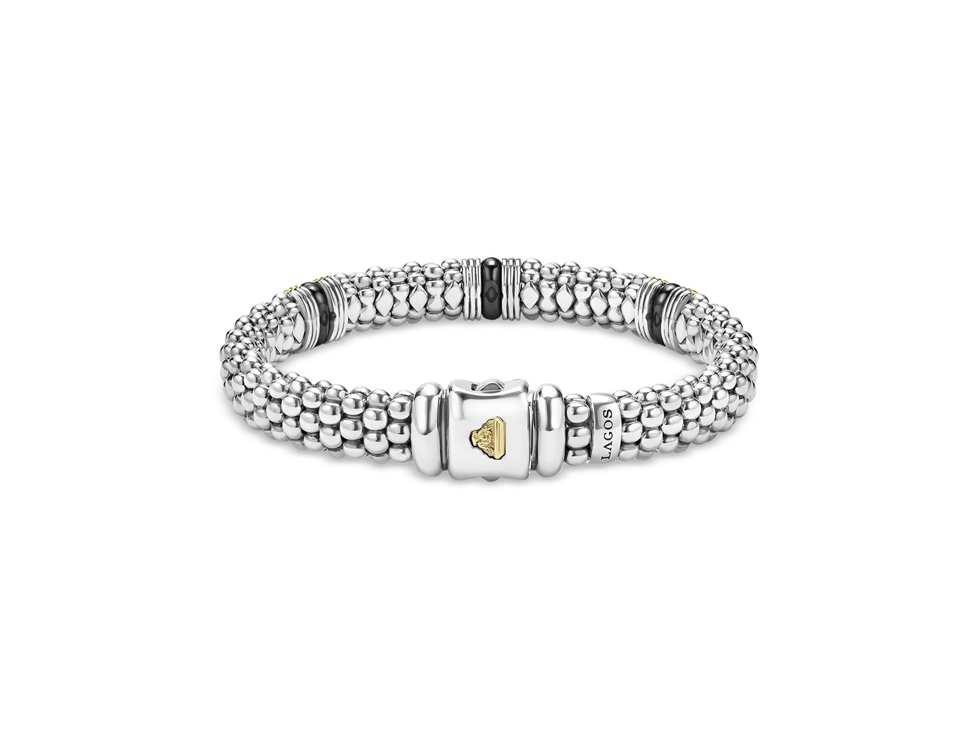 Two-Tone Black Ceramic Station Bracelet, 9mm — Image 5