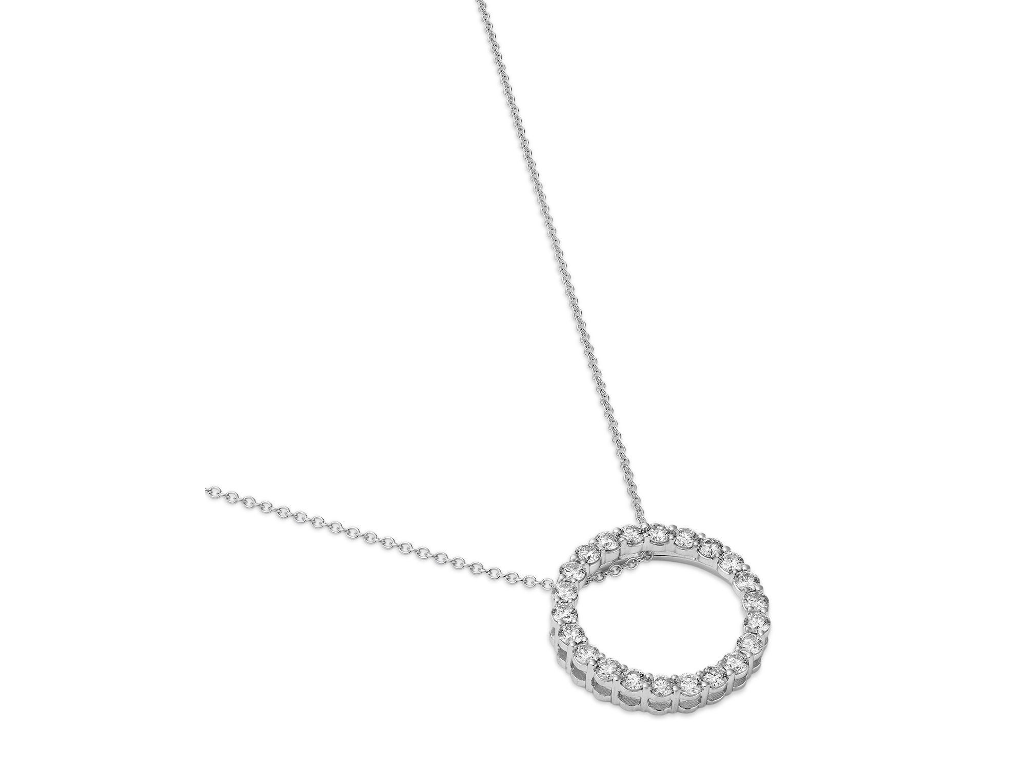 Diamond Circle Pendant Necklace in 14K White Gold, 1.0 tcw — Image 3