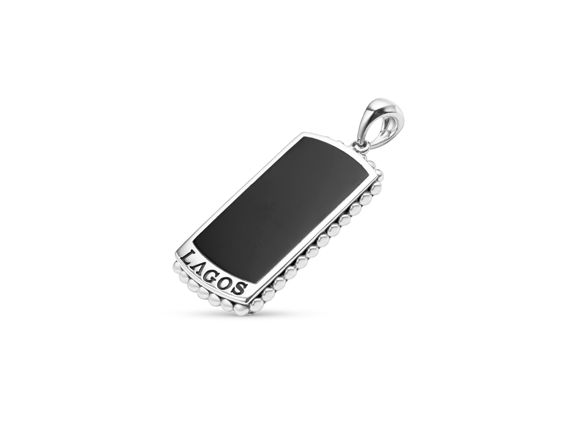 Men's Sterling Silver Anthem Black Agate Dog Tag Pendant - Exclusive — Image 3