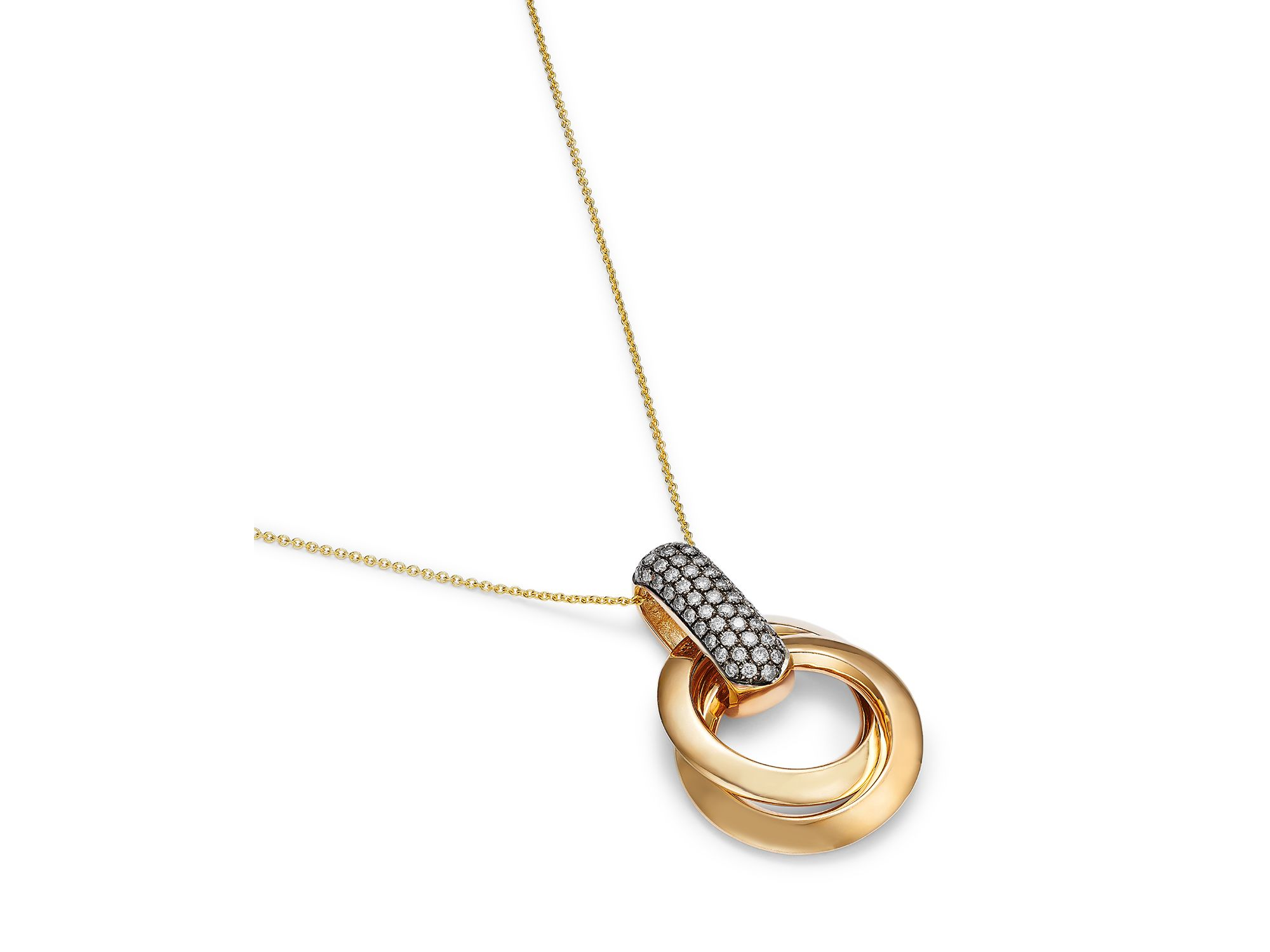 Diamond Double Circle Necklace in 14K Yellow Gold, 0.45 tcw — Image 3