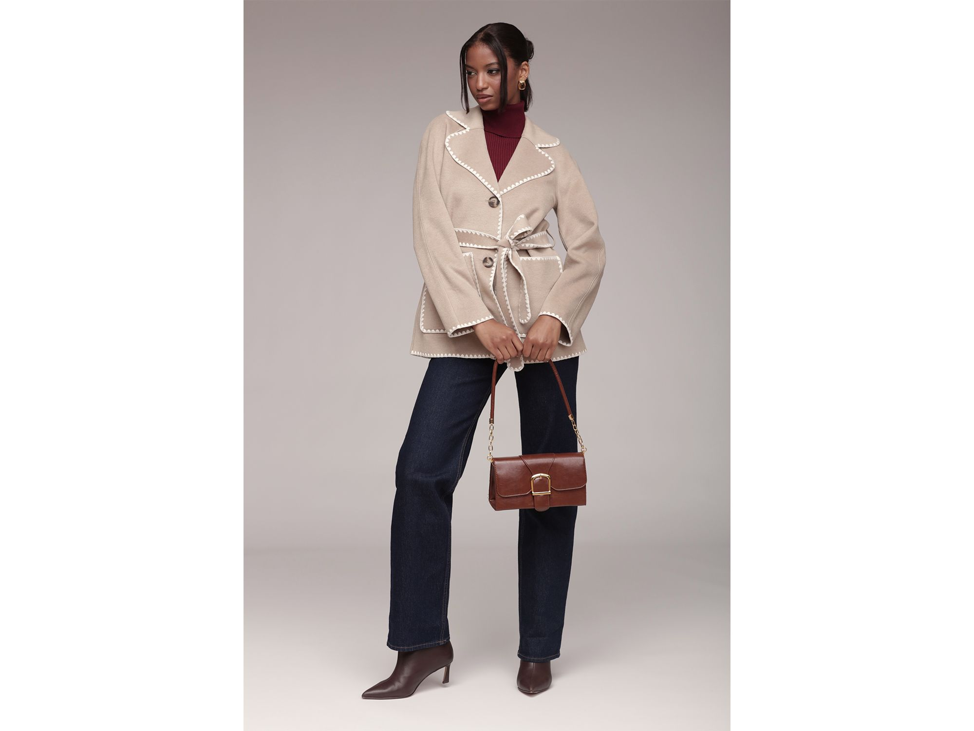 Belted Jacket With Crochet Trim — Image 7