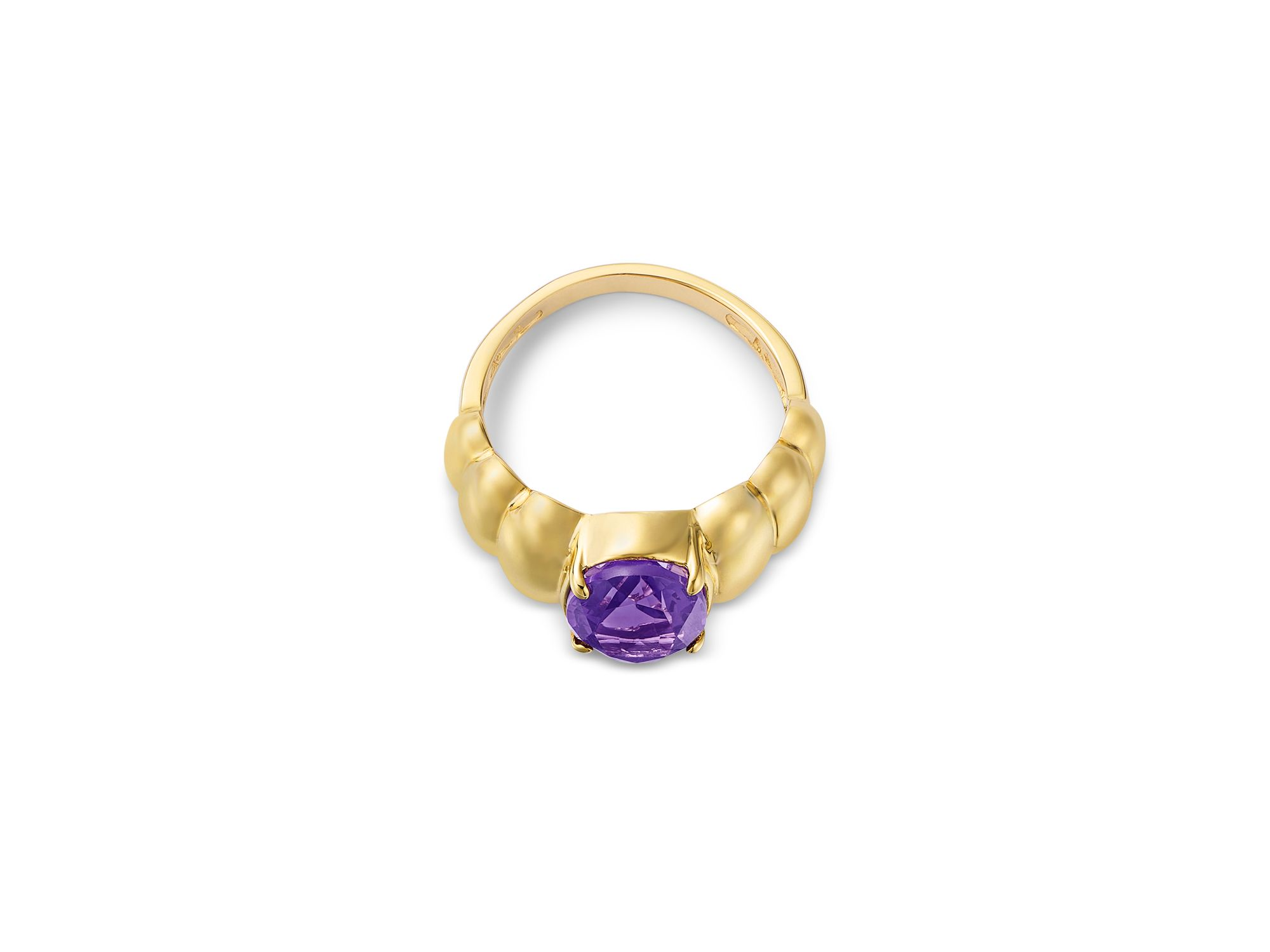 Amethyst Oval Ring in 14K Yellow Gold — Image 3