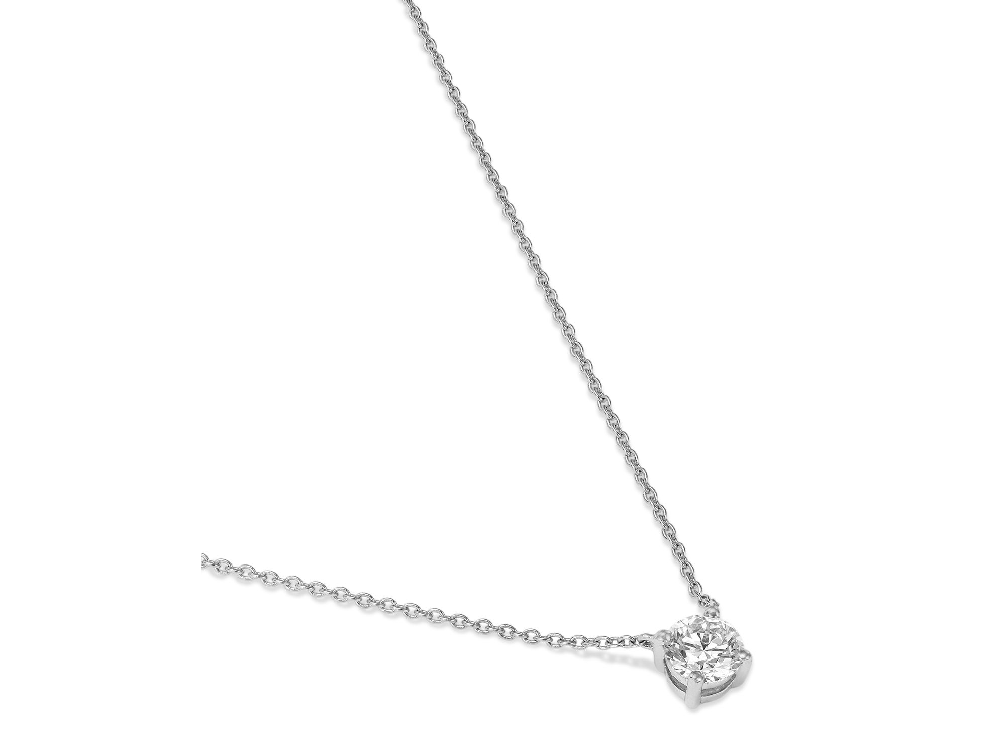 Diamond Certified Solitaire Pendant Necklace in 14K White Gold, 0.40 tcw — Image 3