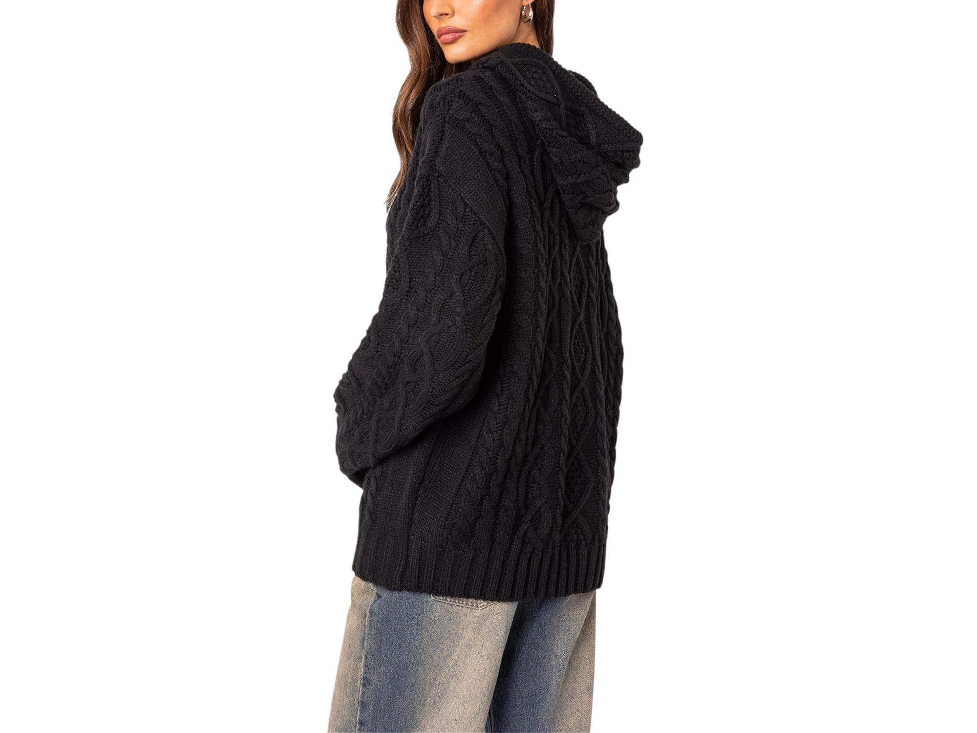Oversized Cable Knit Hoodie — Image 3