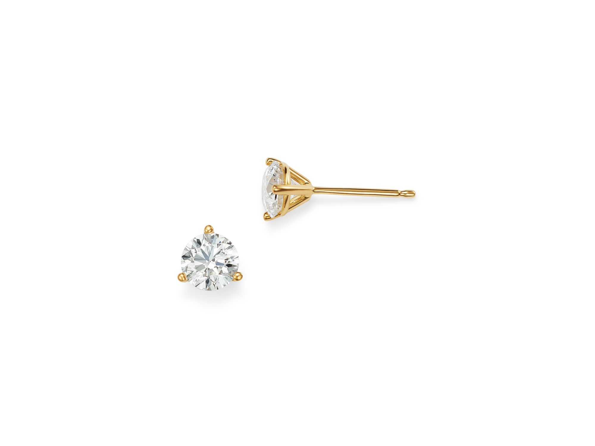 Certified Diamond Stud Earrings in 18K Yellow Gold Martini Setting — Image 13