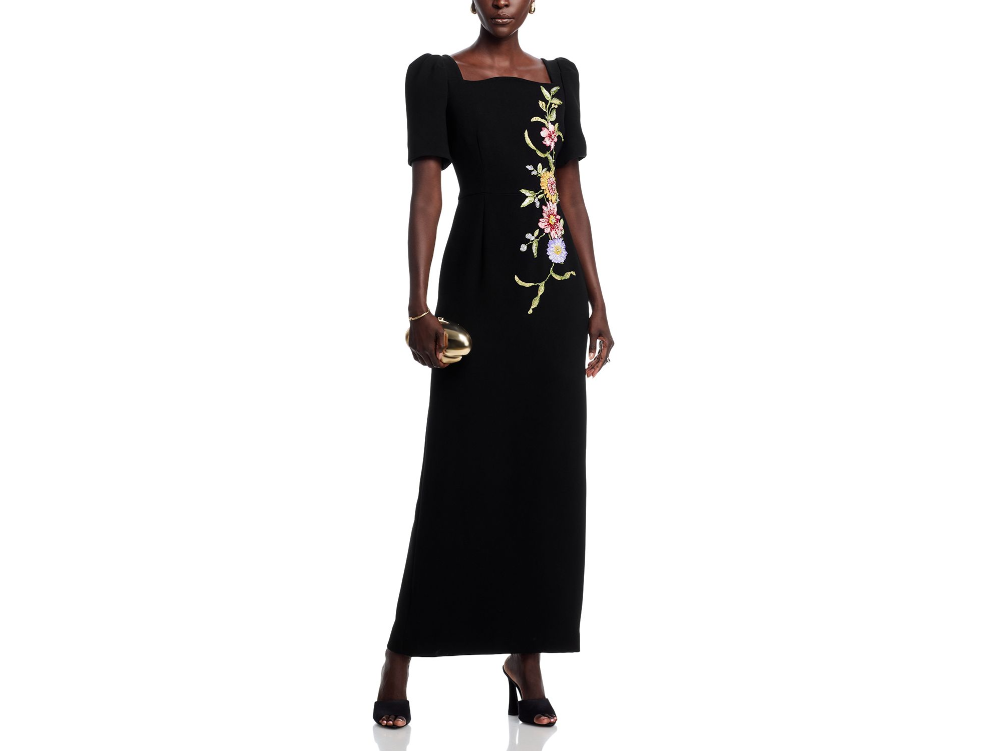 Floral Appliqué Crepe Gown — Image 3