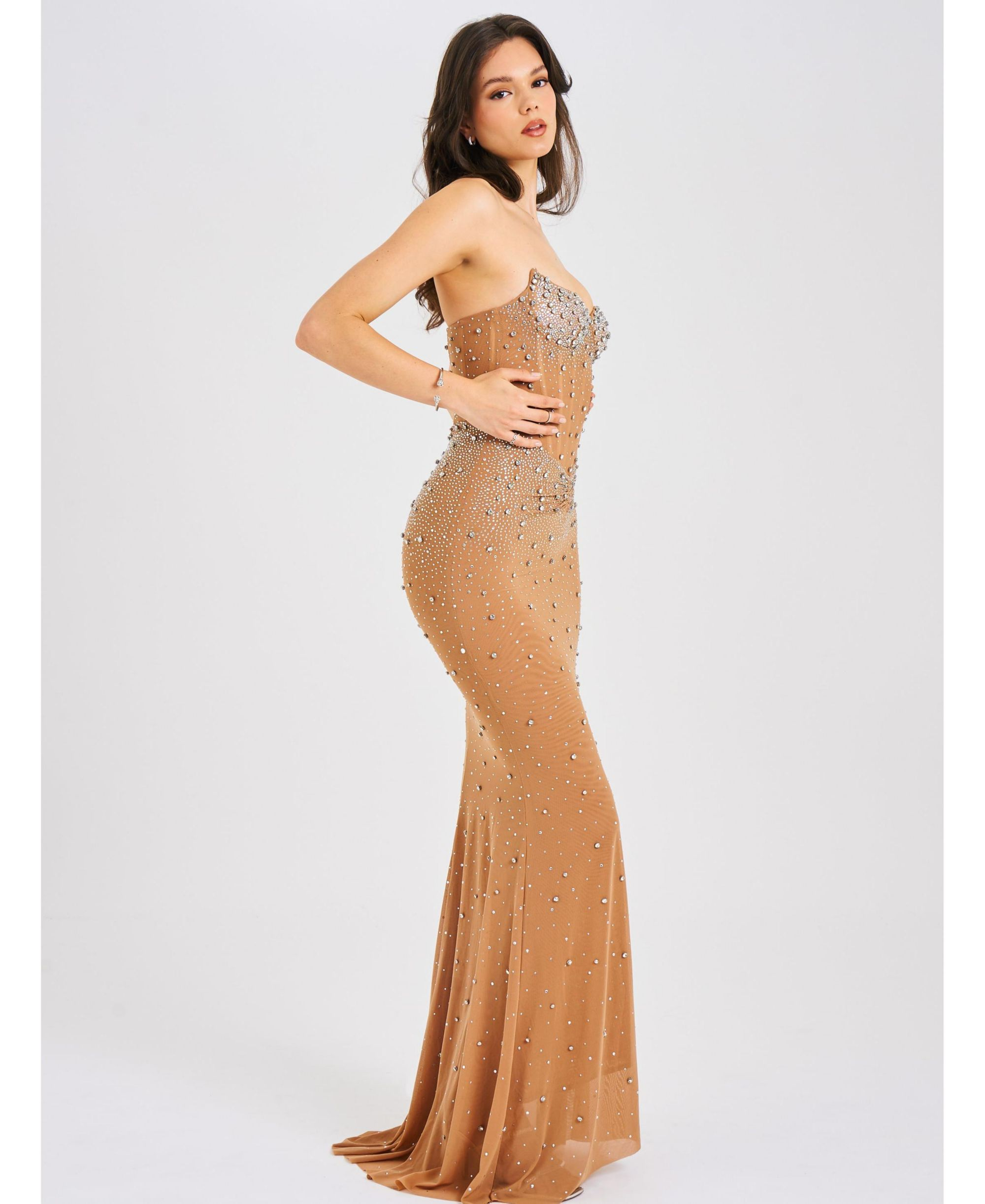 Fatima Embellished Sleeveless Corset Mermaid Maxi Dress — Image 10