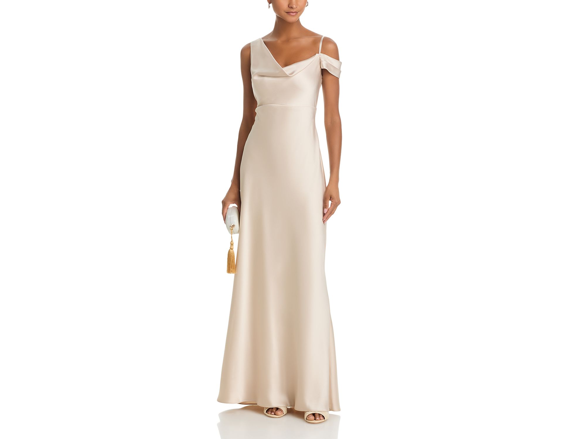 Long Satin One Shoulder Gown - Exclusive — Image 3