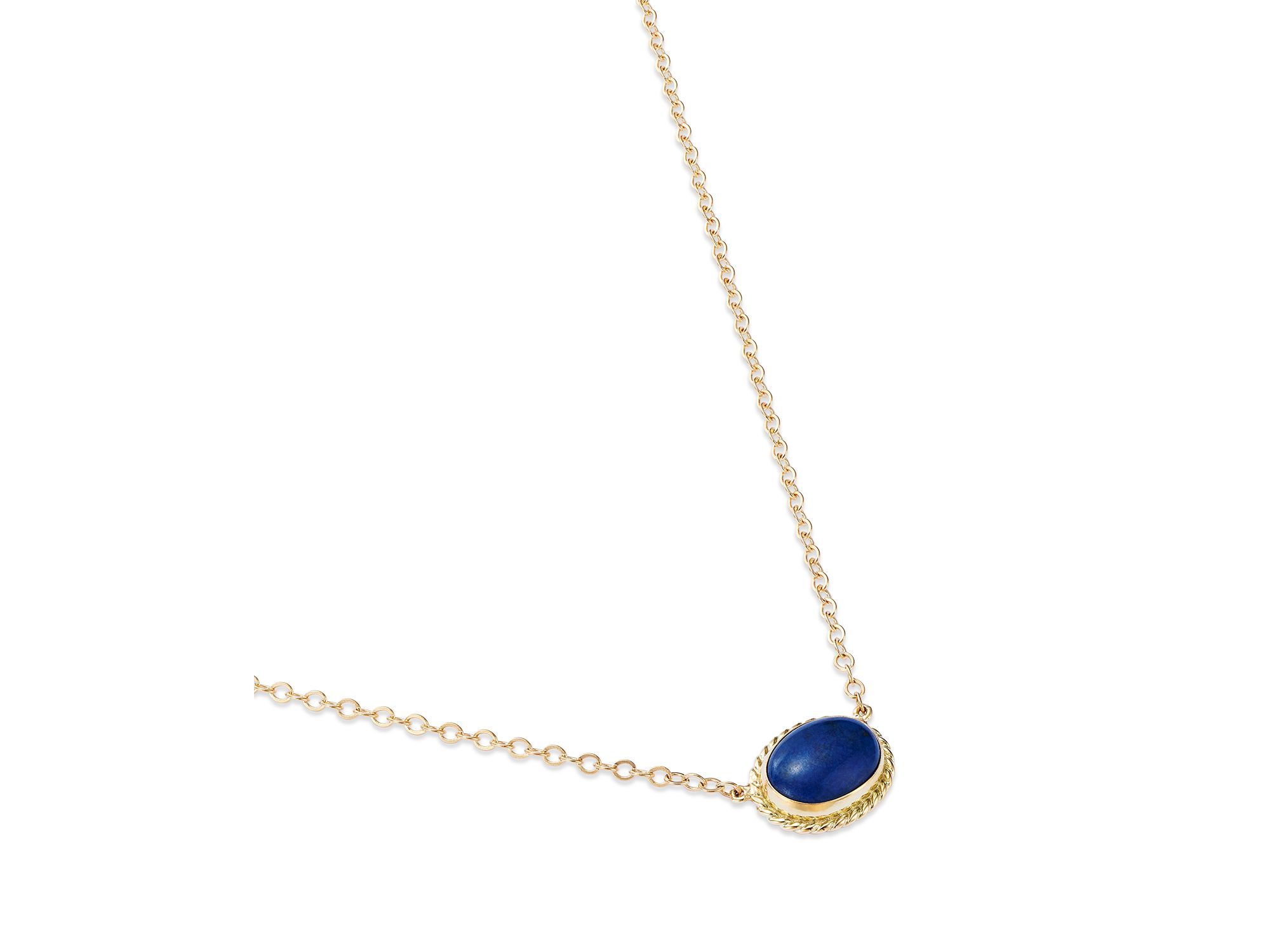 Blue Lapis Pendant Necklace in 14K Yellow Gold, 18-19" — Image 5