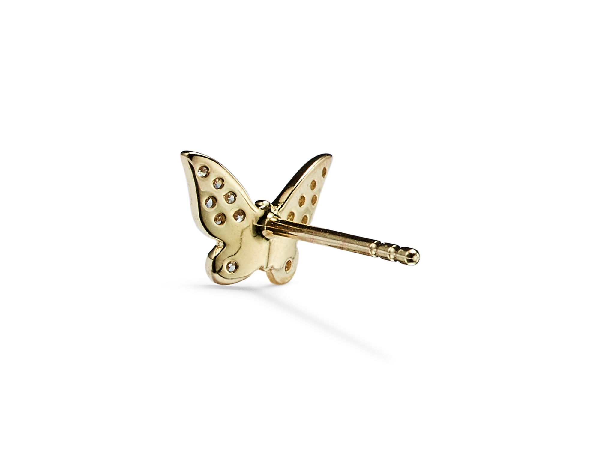 14K Yellow Gold Diamond Butterfly Earrings — Image 5