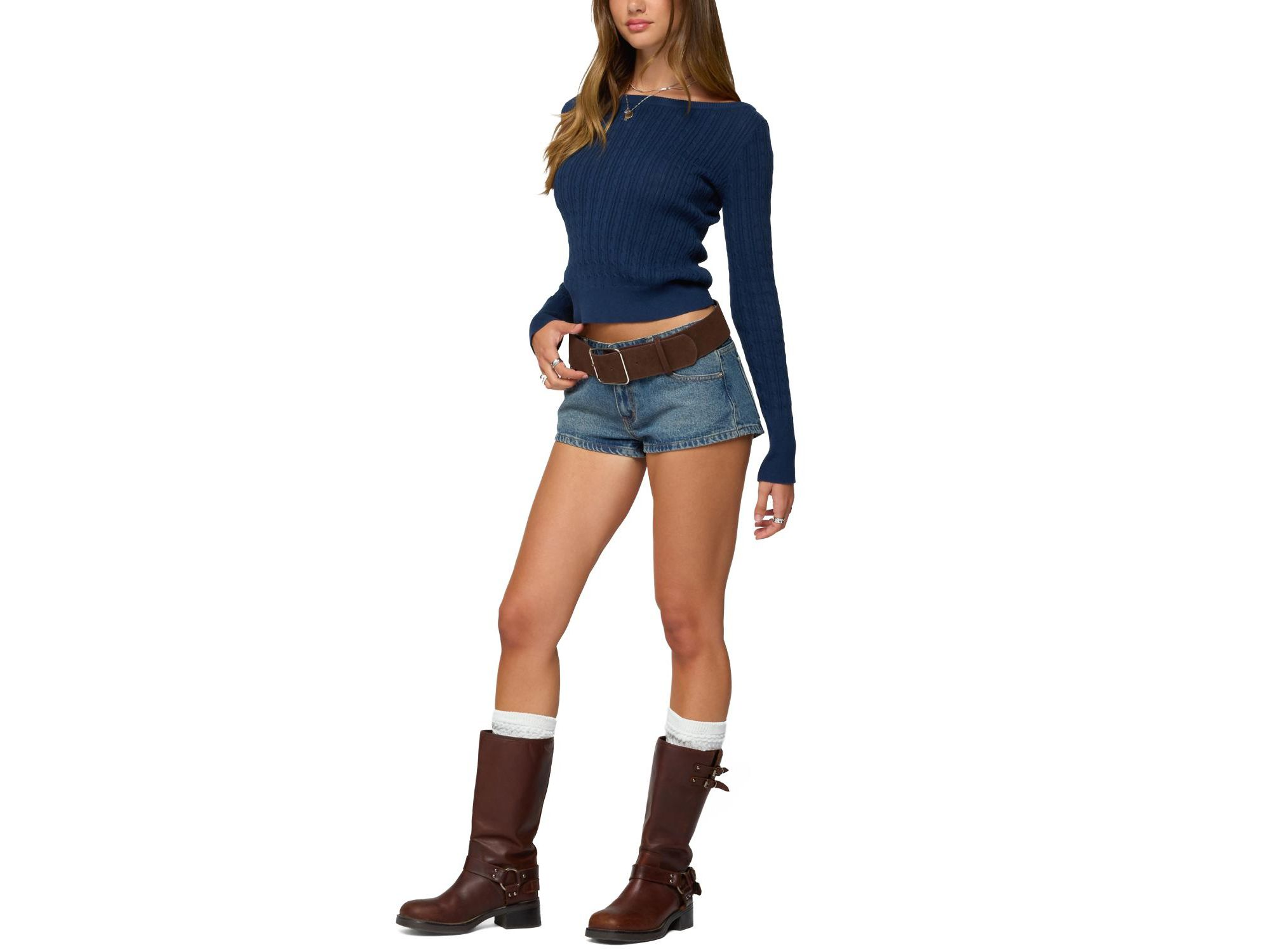 Larah Boat Neck Cable Knit Sweater — Image 5
