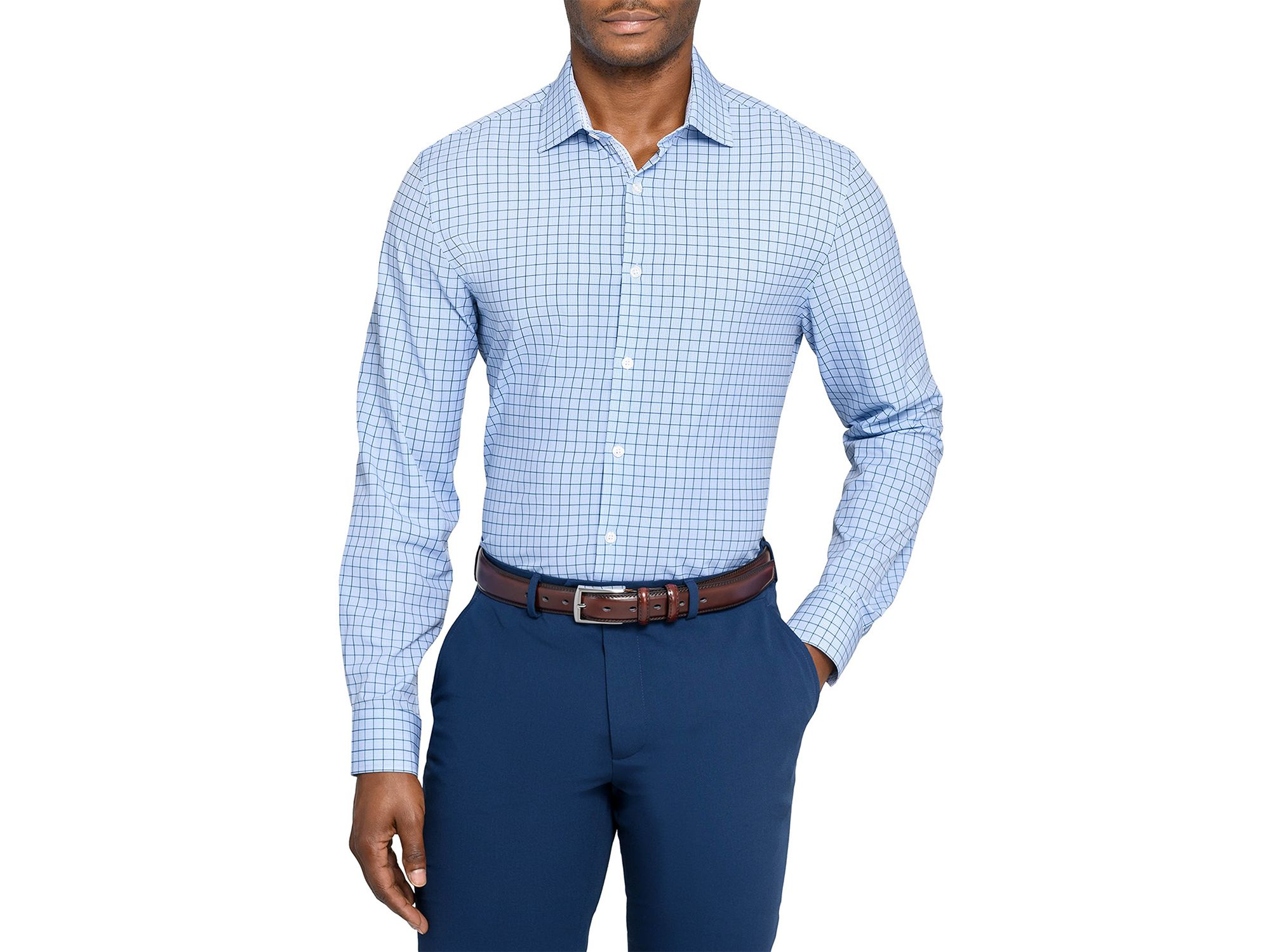 Slim Fit Check Performance Dress Shirt — Image 10