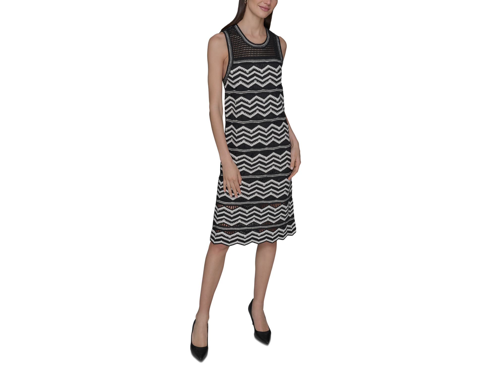 Sleeveless Chevron Knit Dress — Image 6