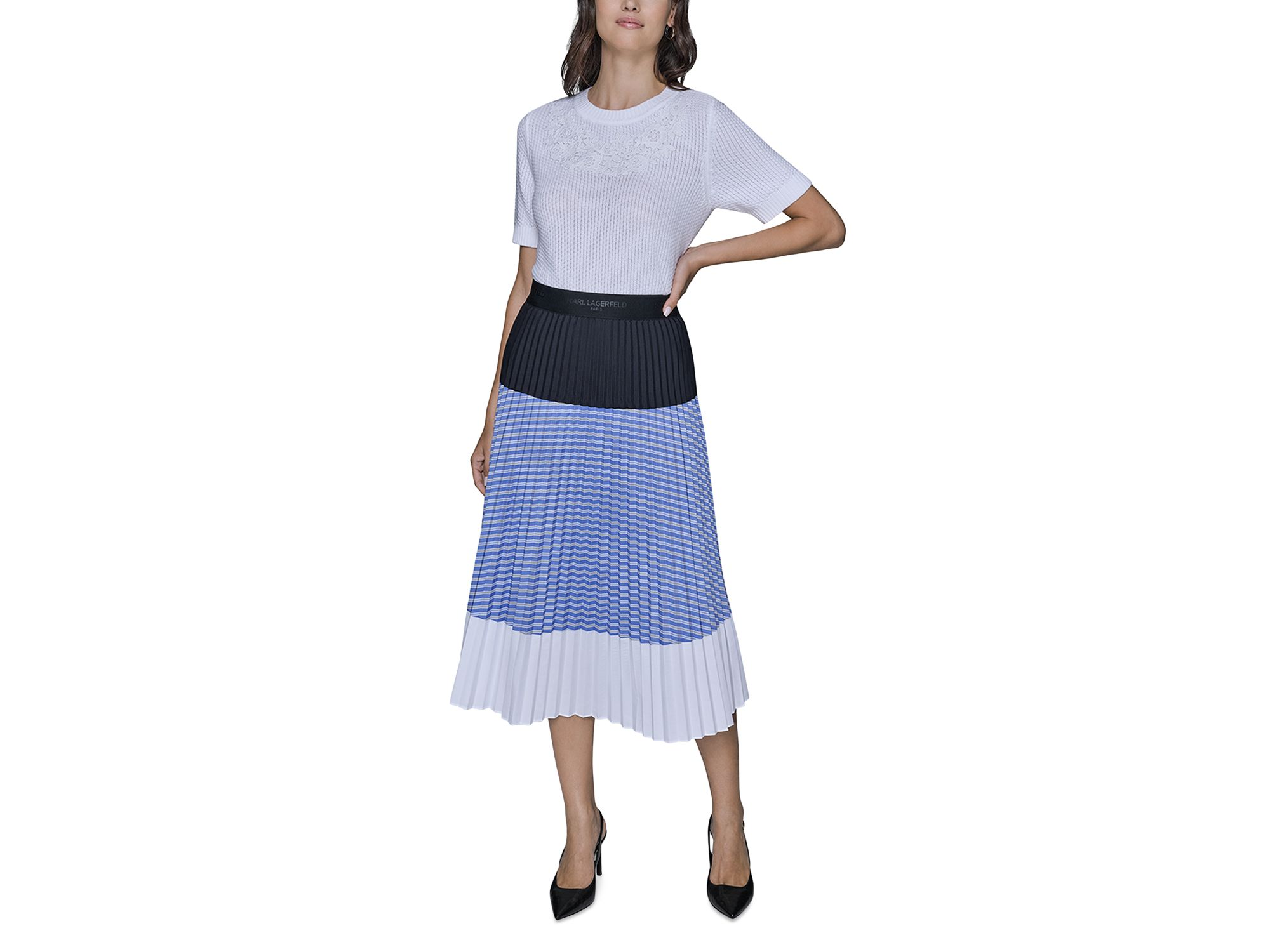 Colorblock Pleated Midi Skirt — Image 3