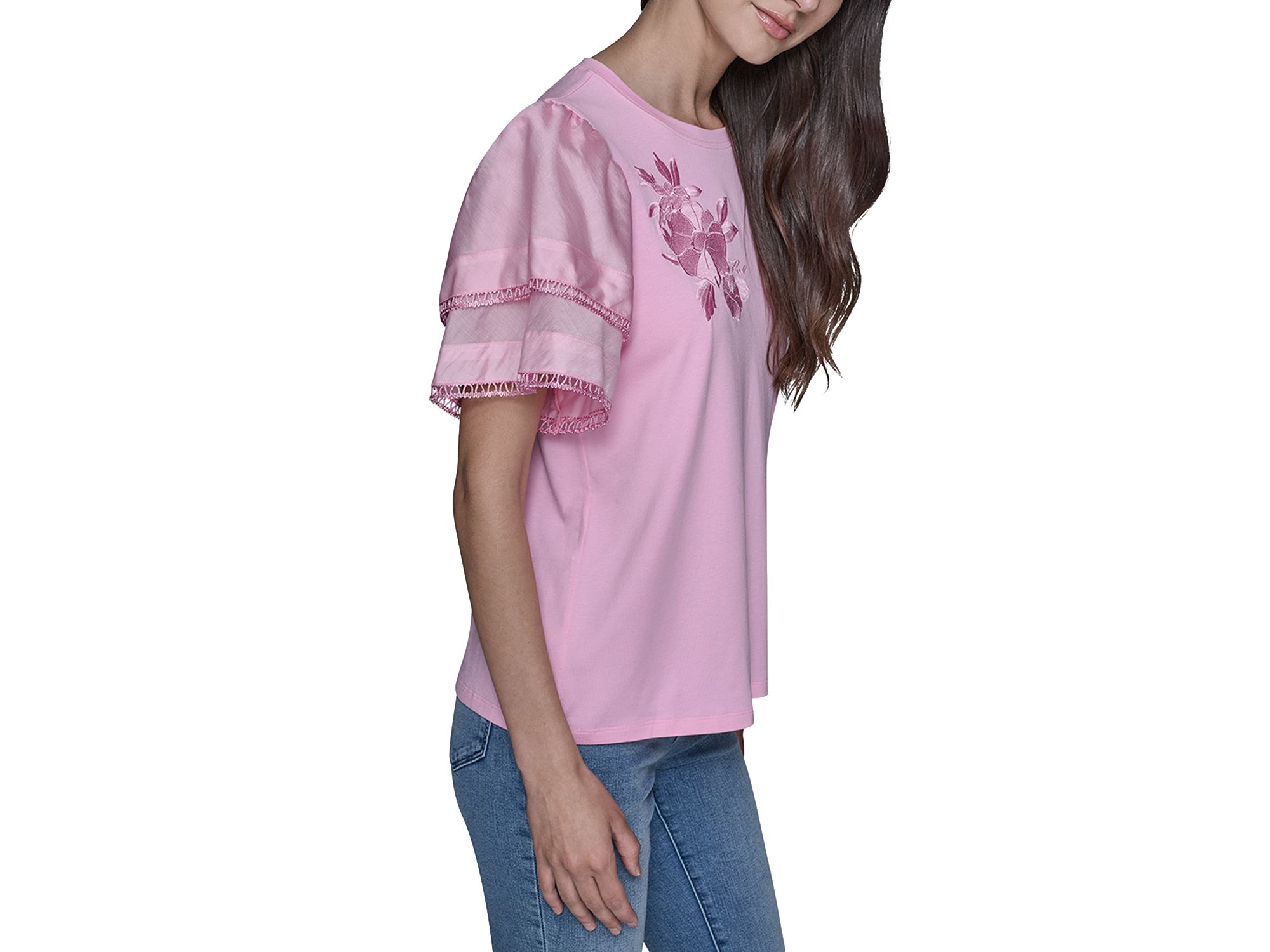 Floral Knit Flutter Sleeve Top — Image 3