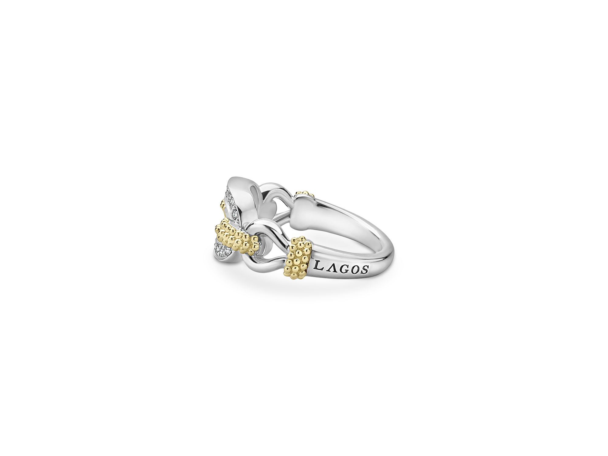18K Yellow Gold & Sterling Caviar Lux Diamond Clip Ring - Exclusive — Image 3