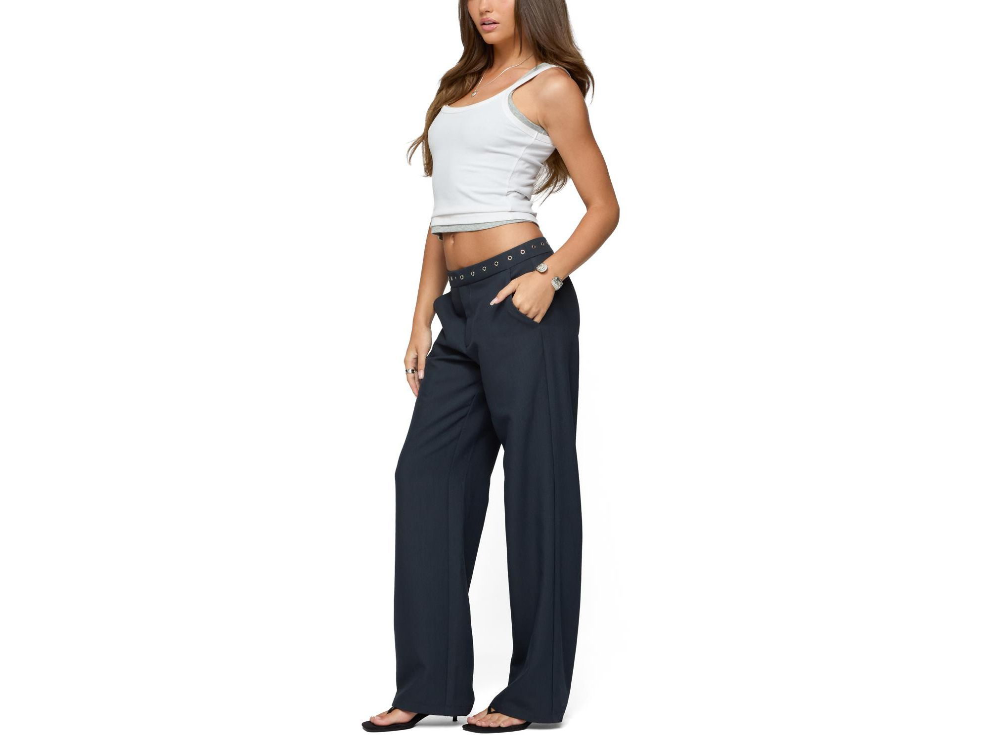 Ayve Eyelet Waist Straight Leg Pants — Image 3