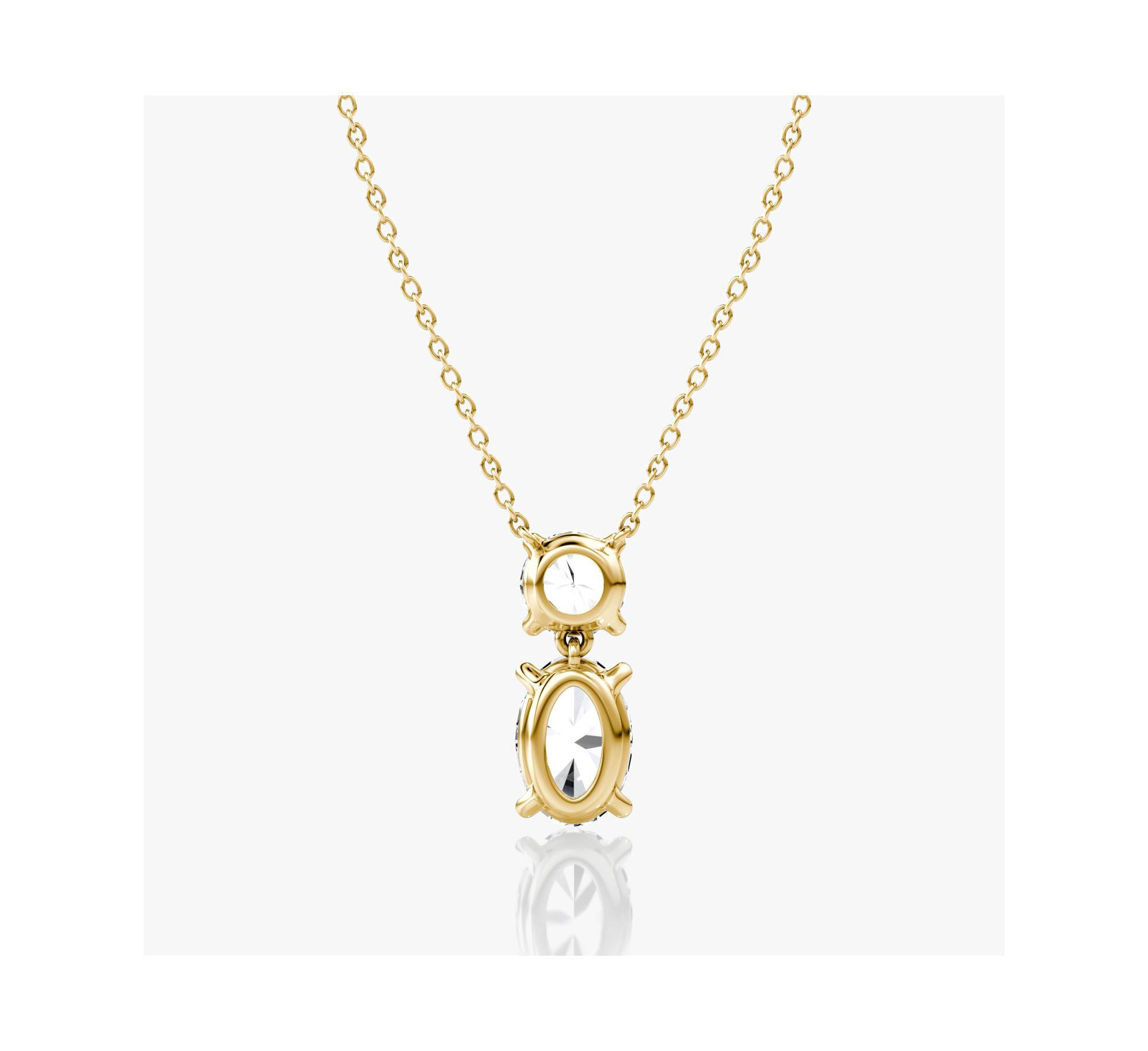 Signature Duo Drop Necklace in 14K White Gold, 3.0ctw Round Brilliant & Oval Lab Grown Diamonds — Image 3