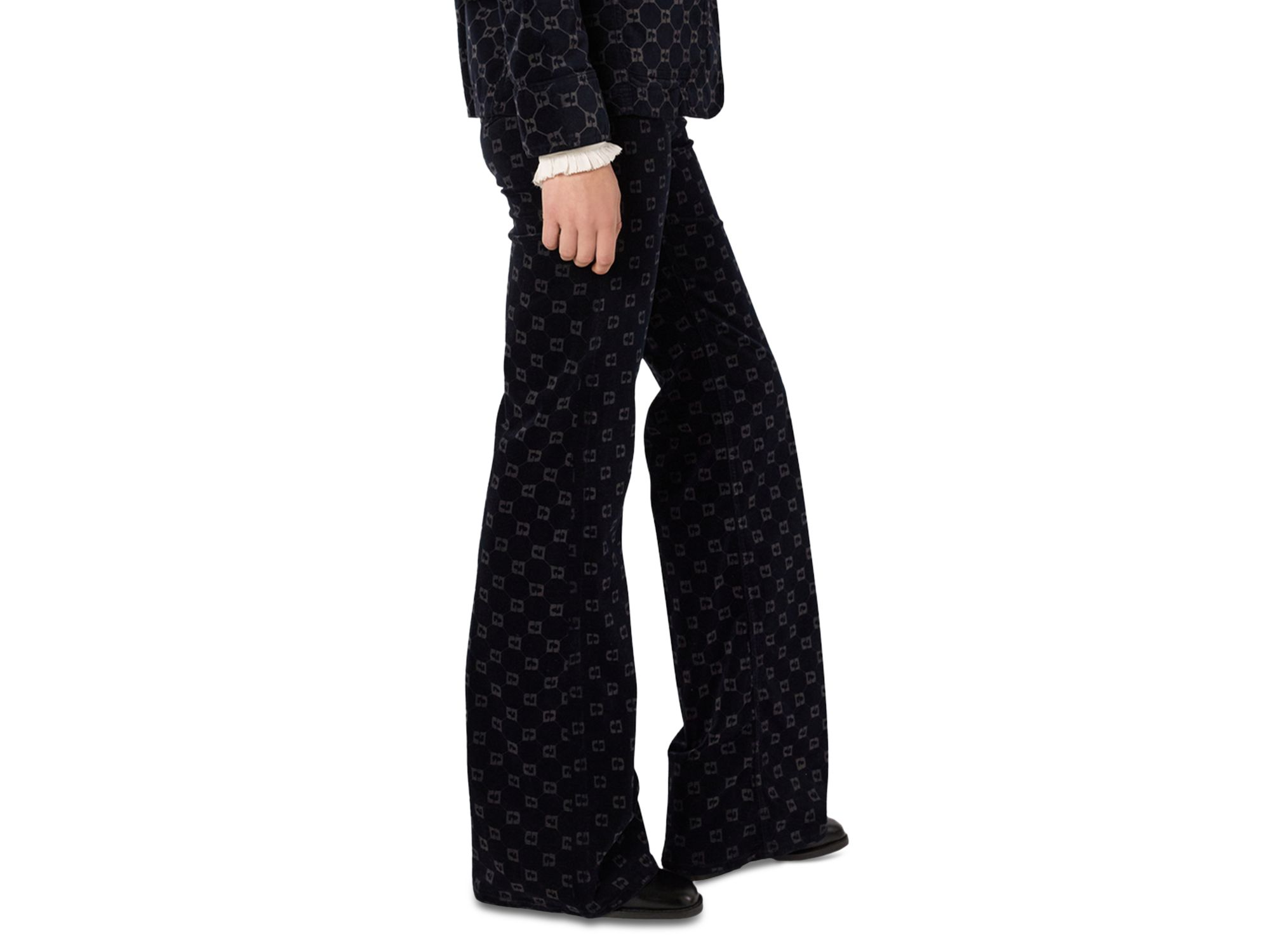 Anna Monogrammed Flared Jeans in Navy — Image 4
